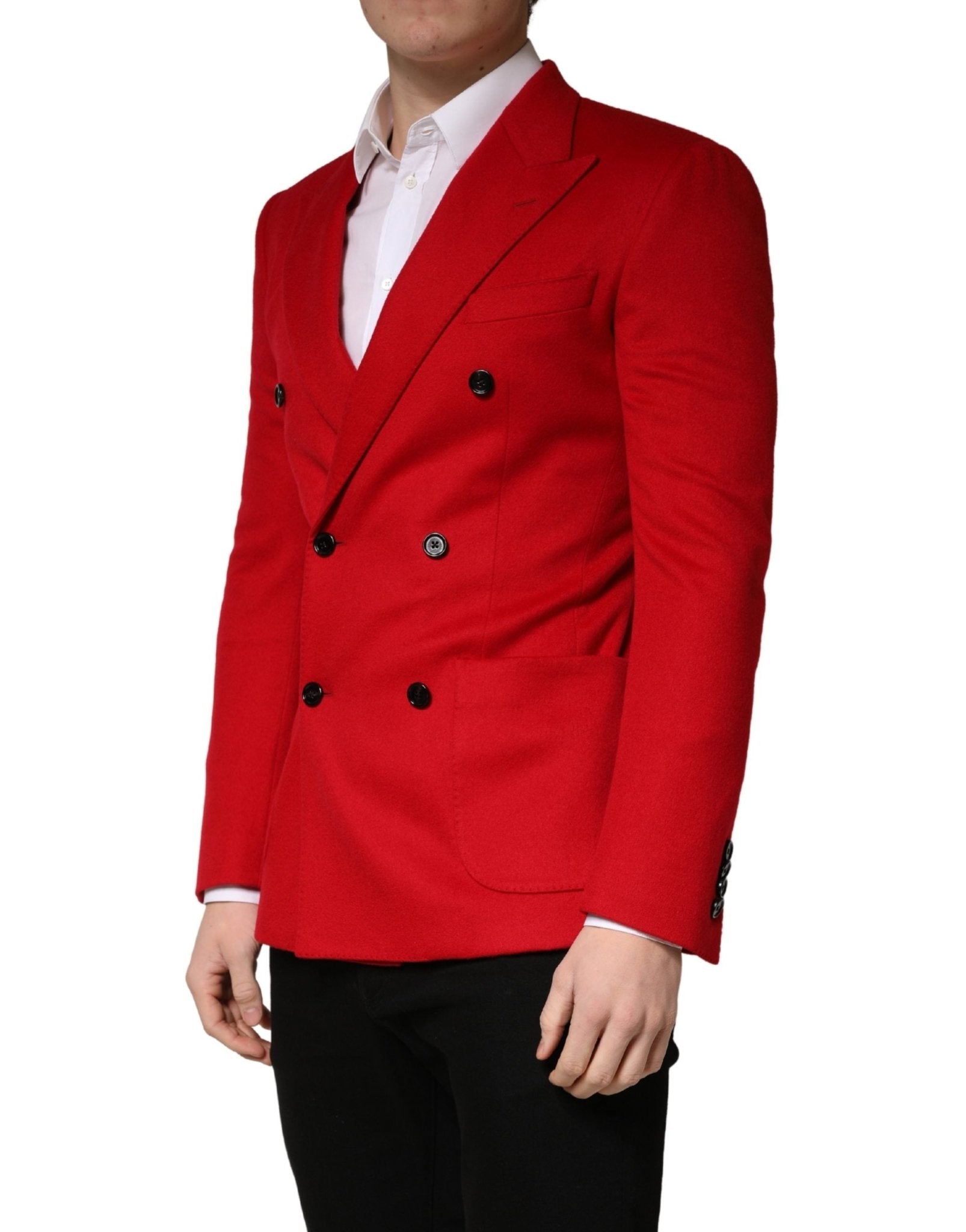 Dolce & Gabbana Red Cashmere Slim Fit Coat Jacket Blazer - RIMODA