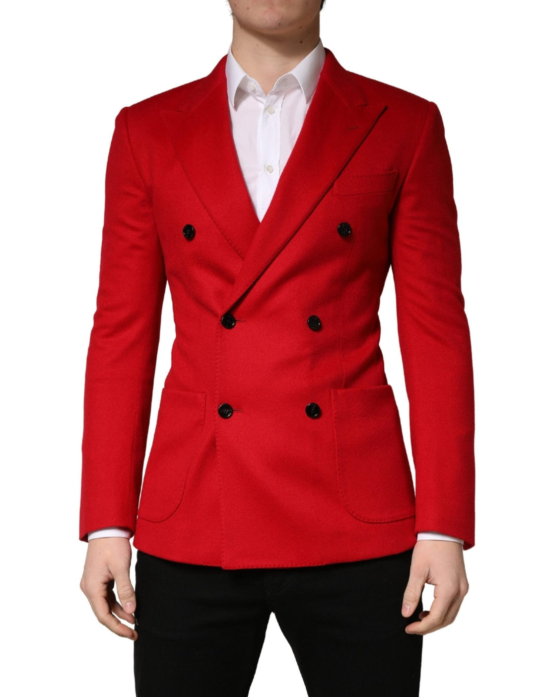 Dolce & Gabbana Red Cashmere Slim Fit Coat Jacket Blazer - RIMODA