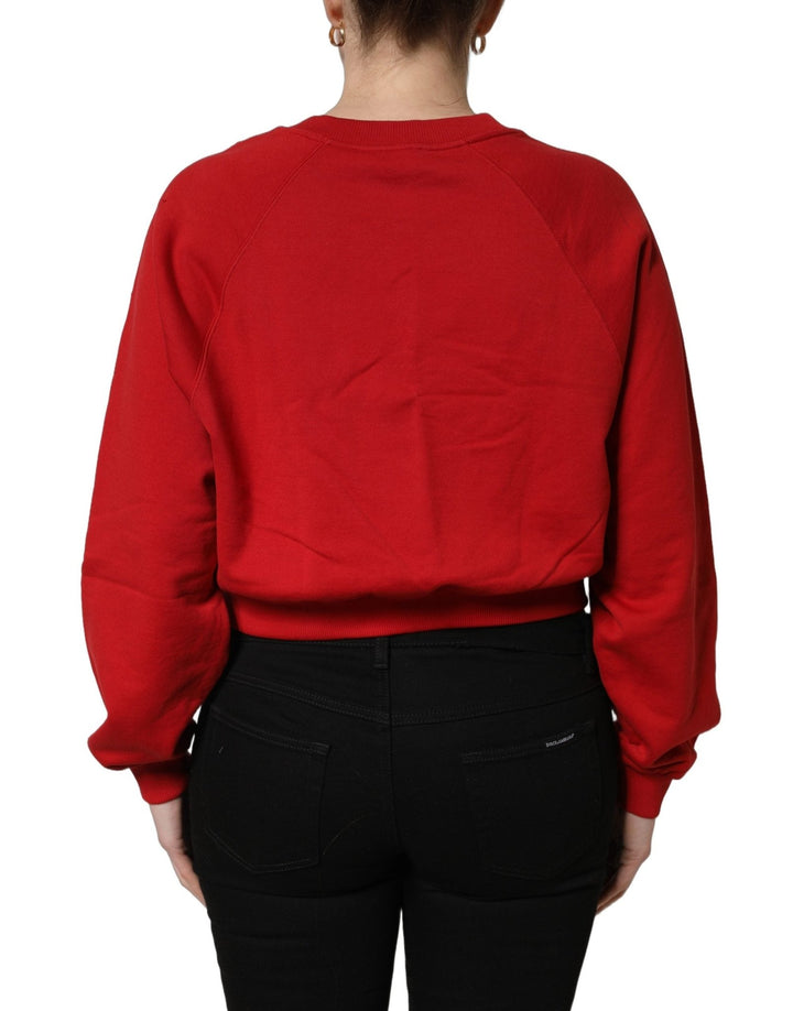 Dolce & Gabbana Red Cotton Cropped Basilico Sweatshirt Sweater - RIMODA