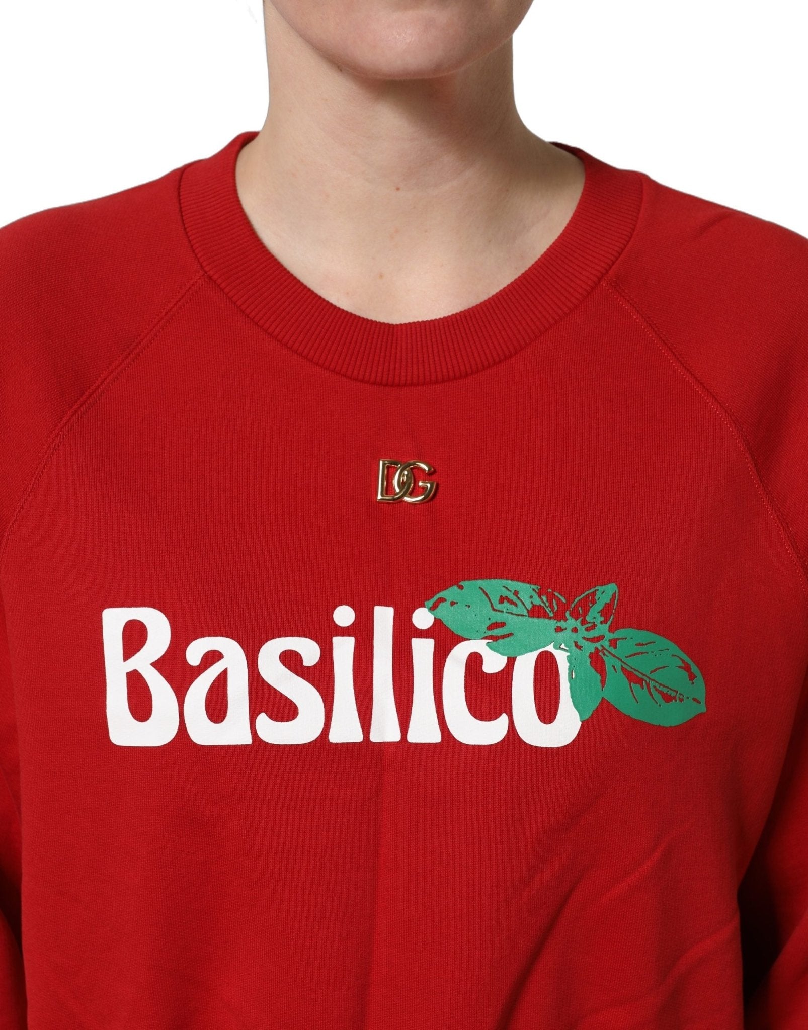 Dolce & Gabbana Red Cotton Cropped Basilico Sweatshirt Sweater - RIMODA