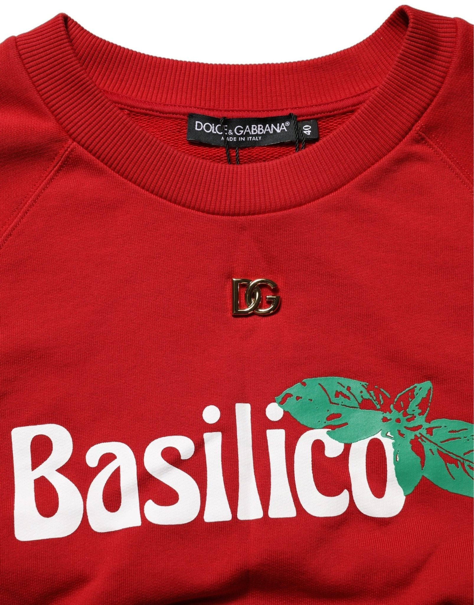 Dolce & Gabbana Red Cotton Cropped Basilico Sweatshirt Sweater - RIMODA