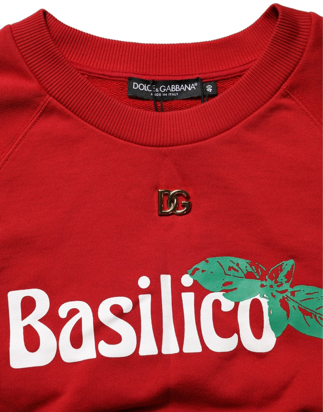 Dolce & Gabbana Red Cotton Cropped Basilico Sweatshirt Sweater - RIMODA