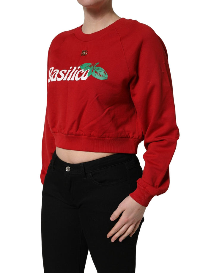 Dolce & Gabbana Red Cotton Cropped Basilico Sweatshirt Sweater - RIMODA