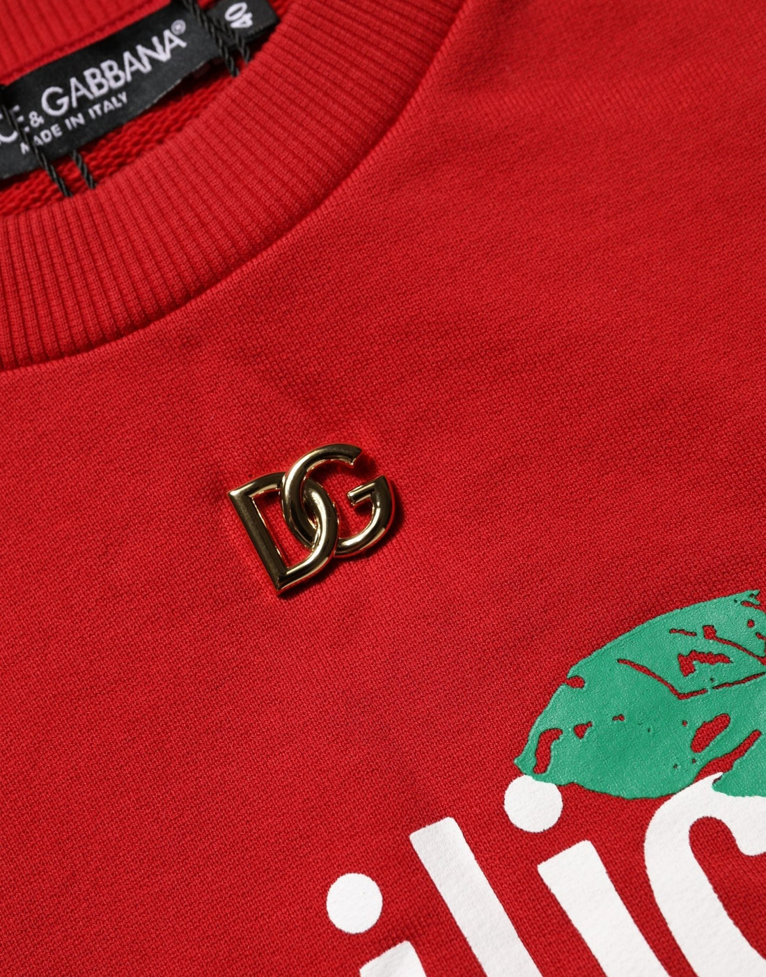 Dolce & Gabbana Red Cotton Cropped Basilico Sweatshirt Sweater - RIMODA