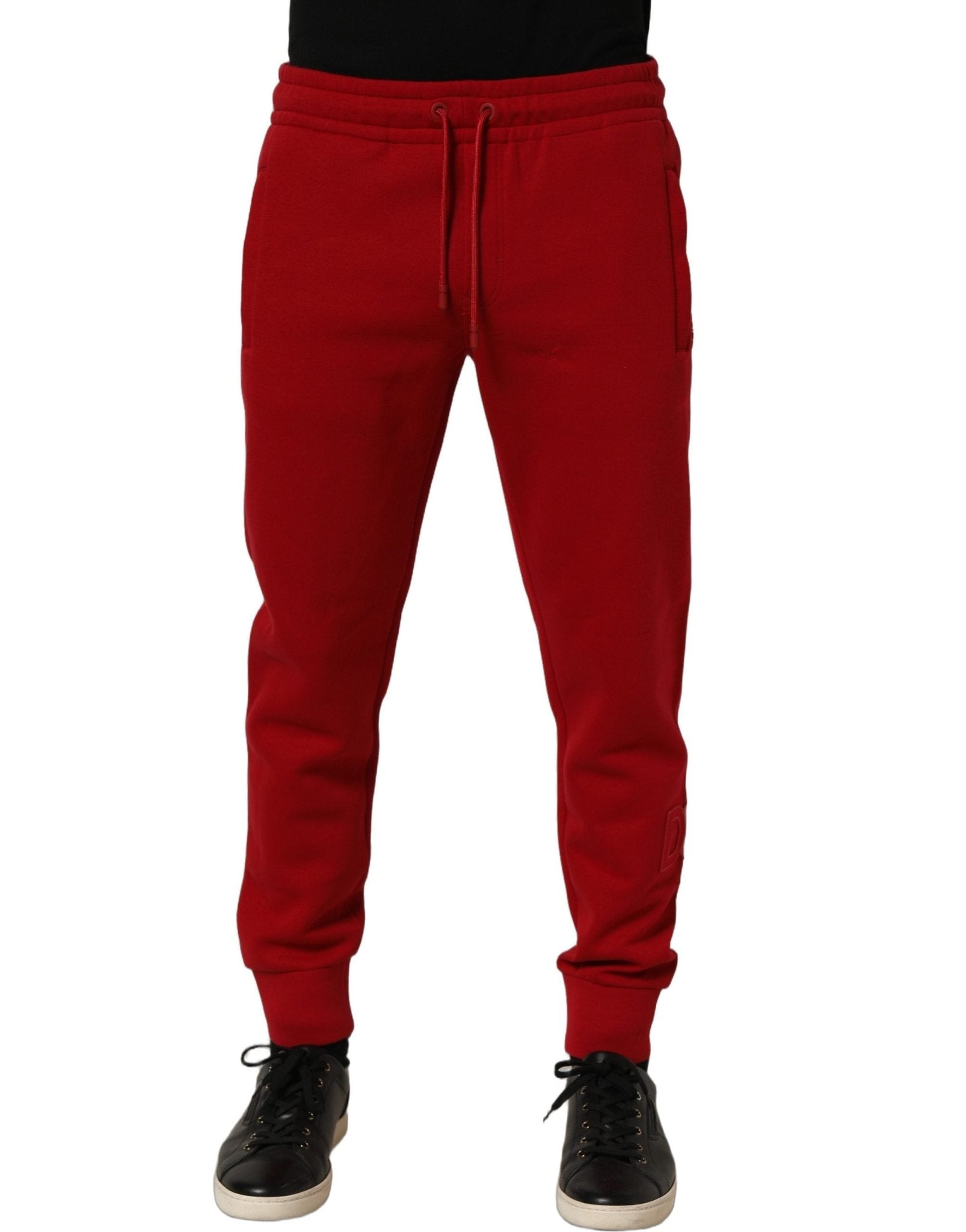 Dolce & Gabbana Red Cotton Drawstring Jogger Men Trouser Pants - RIMODA