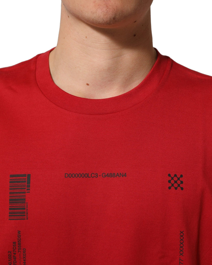 Dolce & Gabbana Red Cotton Graphic Print Crew Neck T-shirt - RIMODA