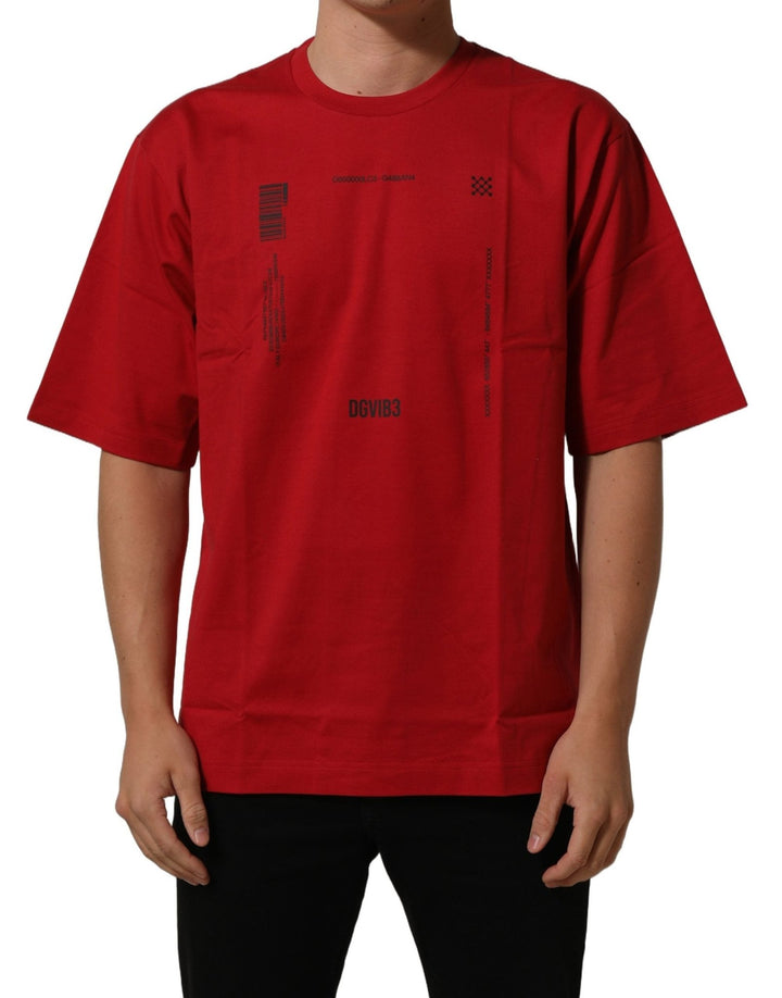 Dolce & Gabbana Red Cotton Graphic Print Crew Neck T-shirt - RIMODA