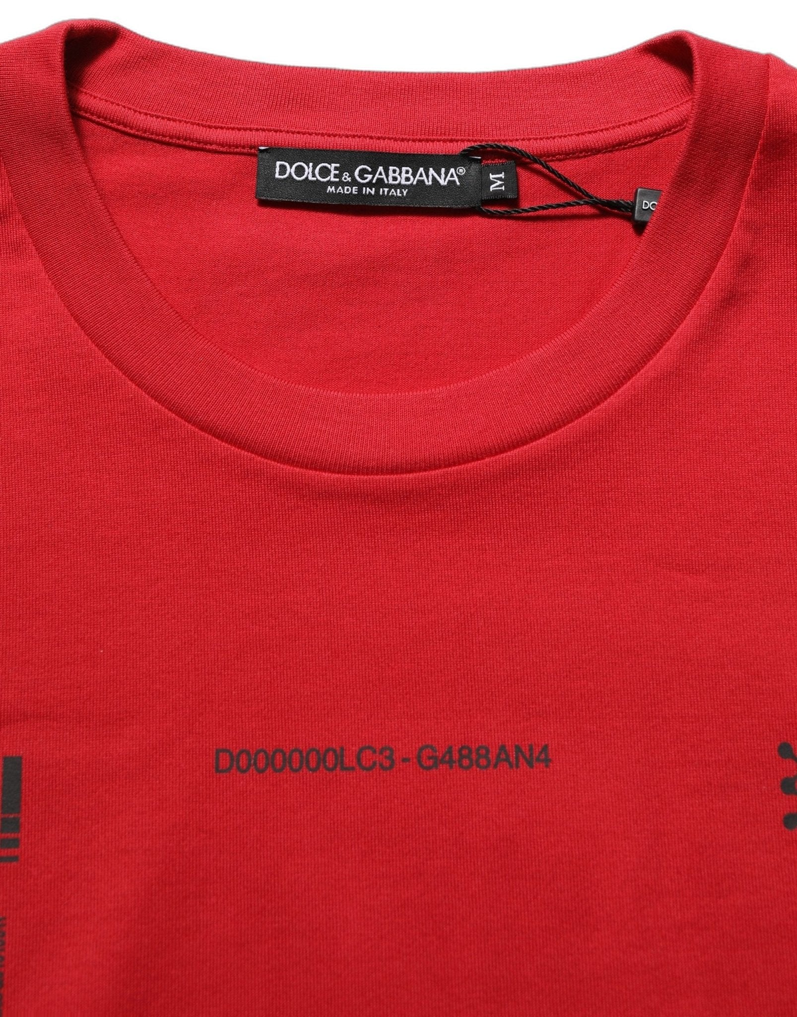 Dolce & Gabbana Red Cotton Graphic Print Crew Neck T-shirt - RIMODA
