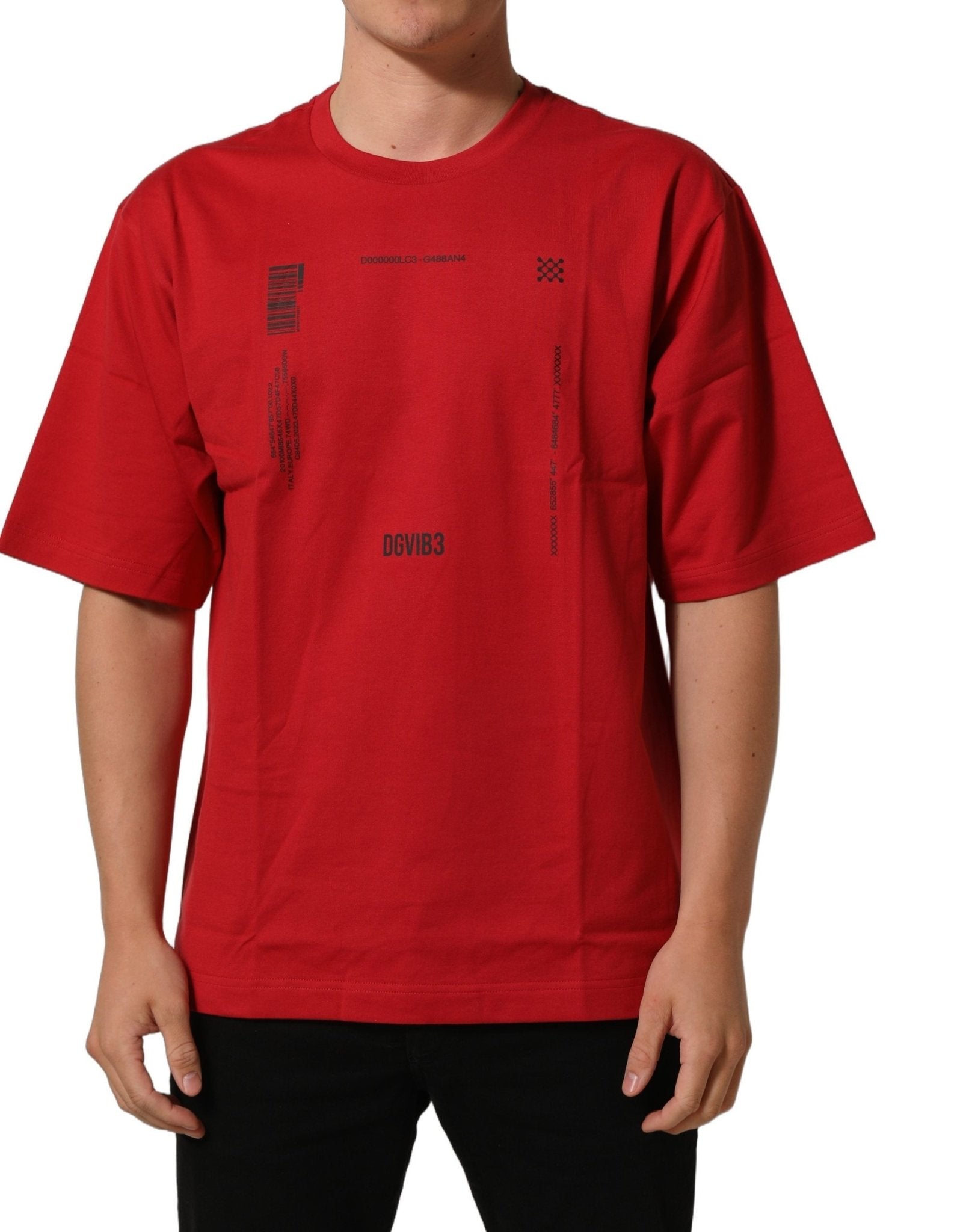 Dolce & Gabbana Red Cotton Graphic Print Crew Neck T-shirt - RIMODA