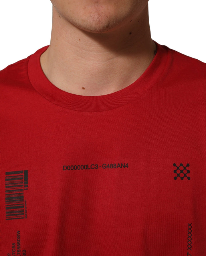 Dolce & Gabbana Red Cotton Graphic Print Crew Neck T-shirt - RIMODA