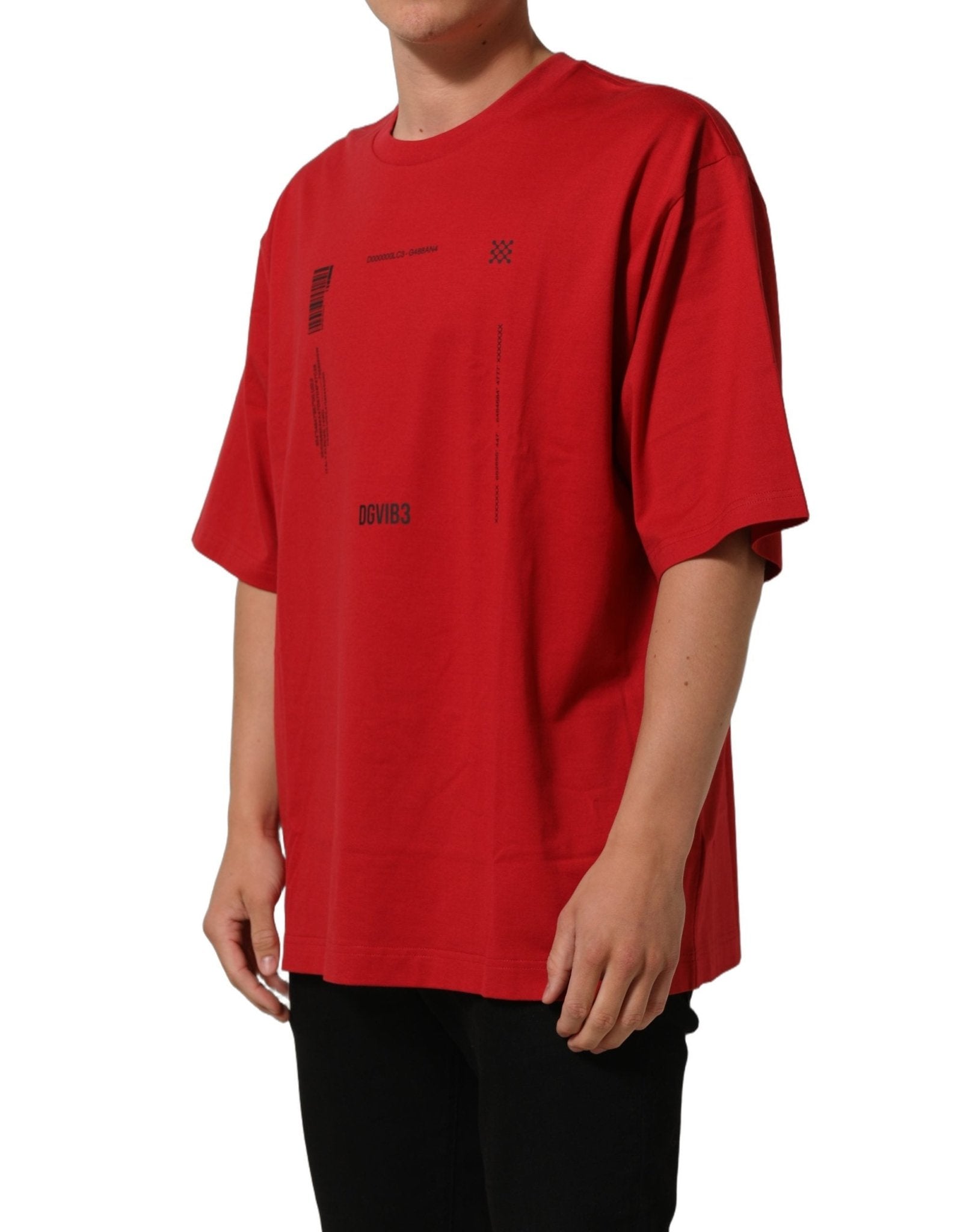 Dolce & Gabbana Red Cotton Graphic Print Crew Neck T-shirt - RIMODA