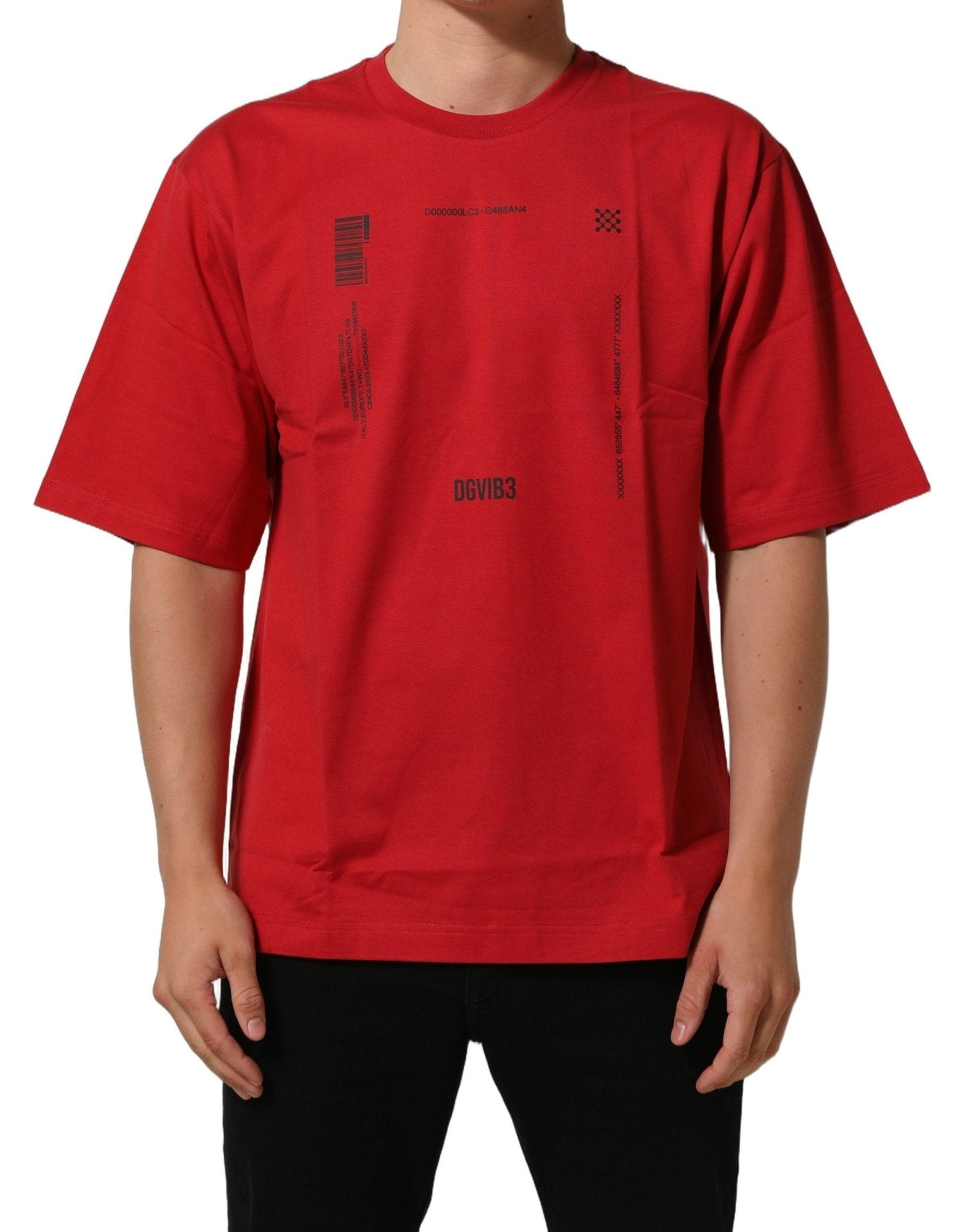 Dolce & Gabbana Red Cotton Graphic Print Crew Neck T-shirt - RIMODA