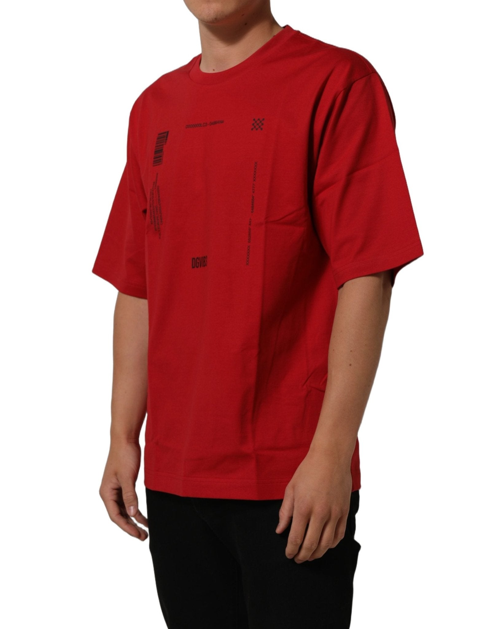 Dolce & Gabbana Red Cotton Graphic Print Crew Neck T-shirt - RIMODA