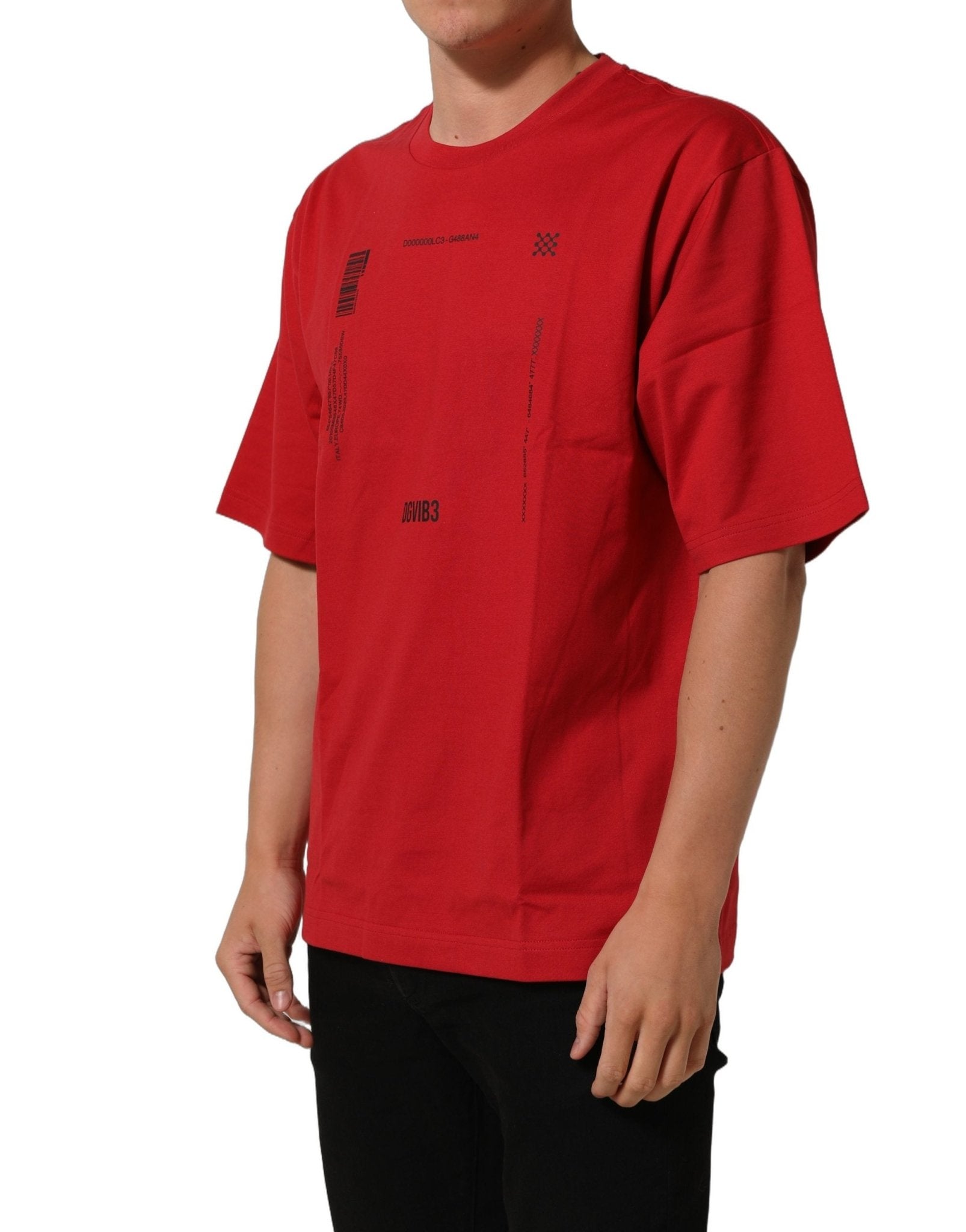 Dolce & Gabbana Red Cotton Graphic Print Crew Neck T-shirt - RIMODA