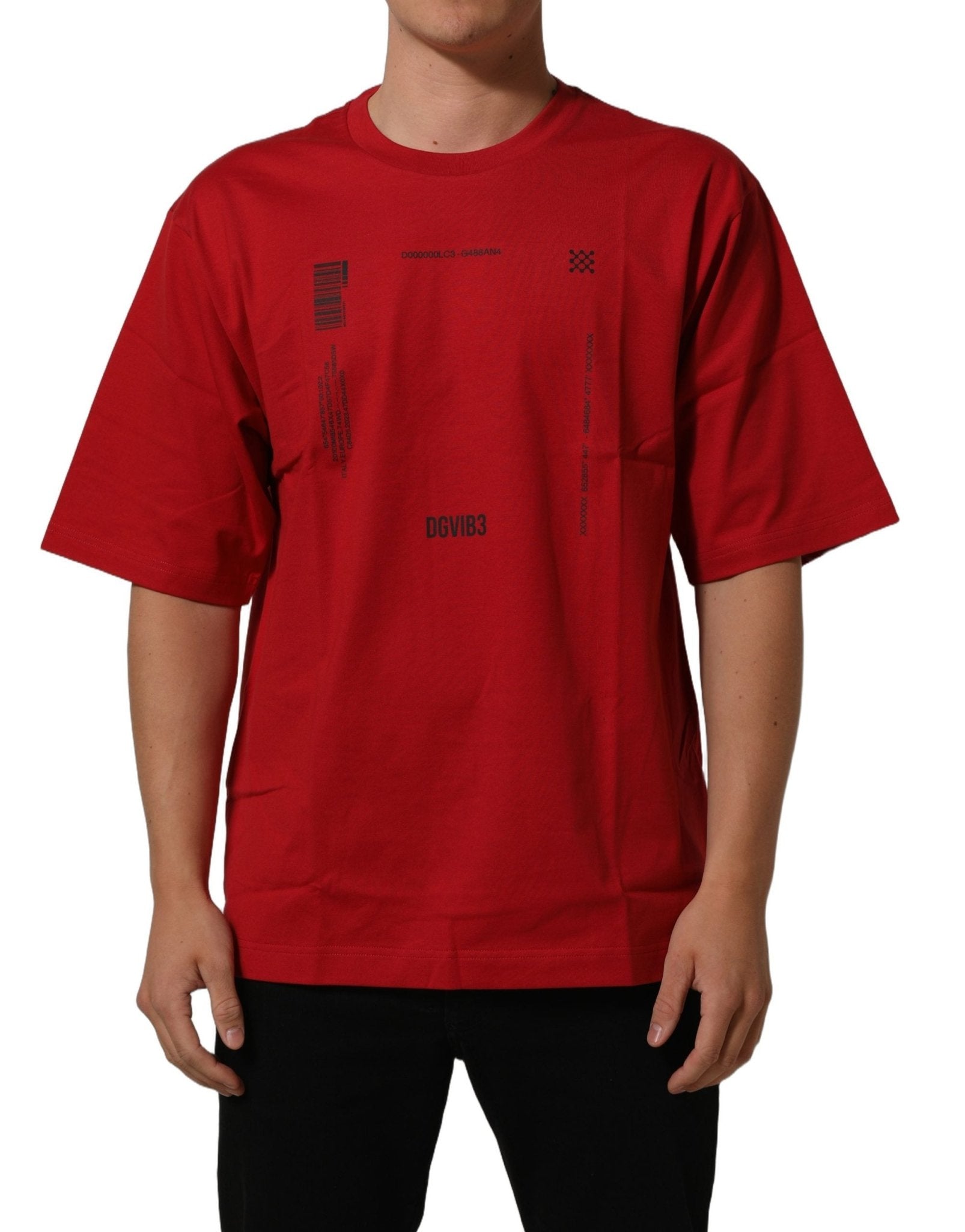 Dolce & Gabbana Red Cotton Graphic Print Crew Neck T-shirt - RIMODA
