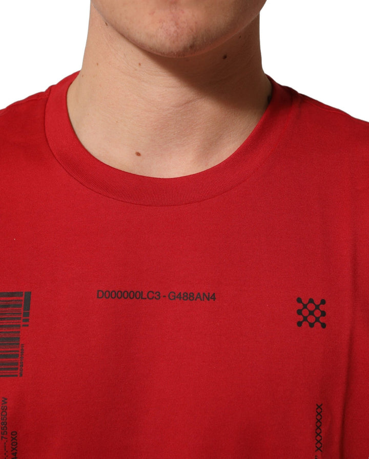 Dolce & Gabbana Red Cotton Graphic Print Crew Neck T-shirt - RIMODA