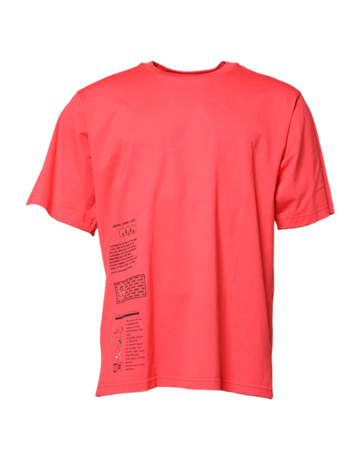 Dolce & Gabbana Red Cotton Lettering Print Crew Neck T-shirt - RIMODA