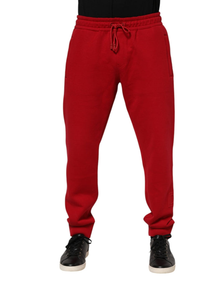 Dolce & Gabbana Red Cotton Logo Jogger Men Sweatpants Pants - RIMODA
