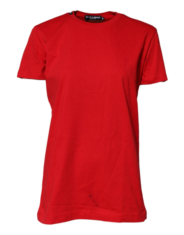 Dolce & Gabbana Red Cotton Short Sleeves Crew Neck Top T-shirt - RIMODA