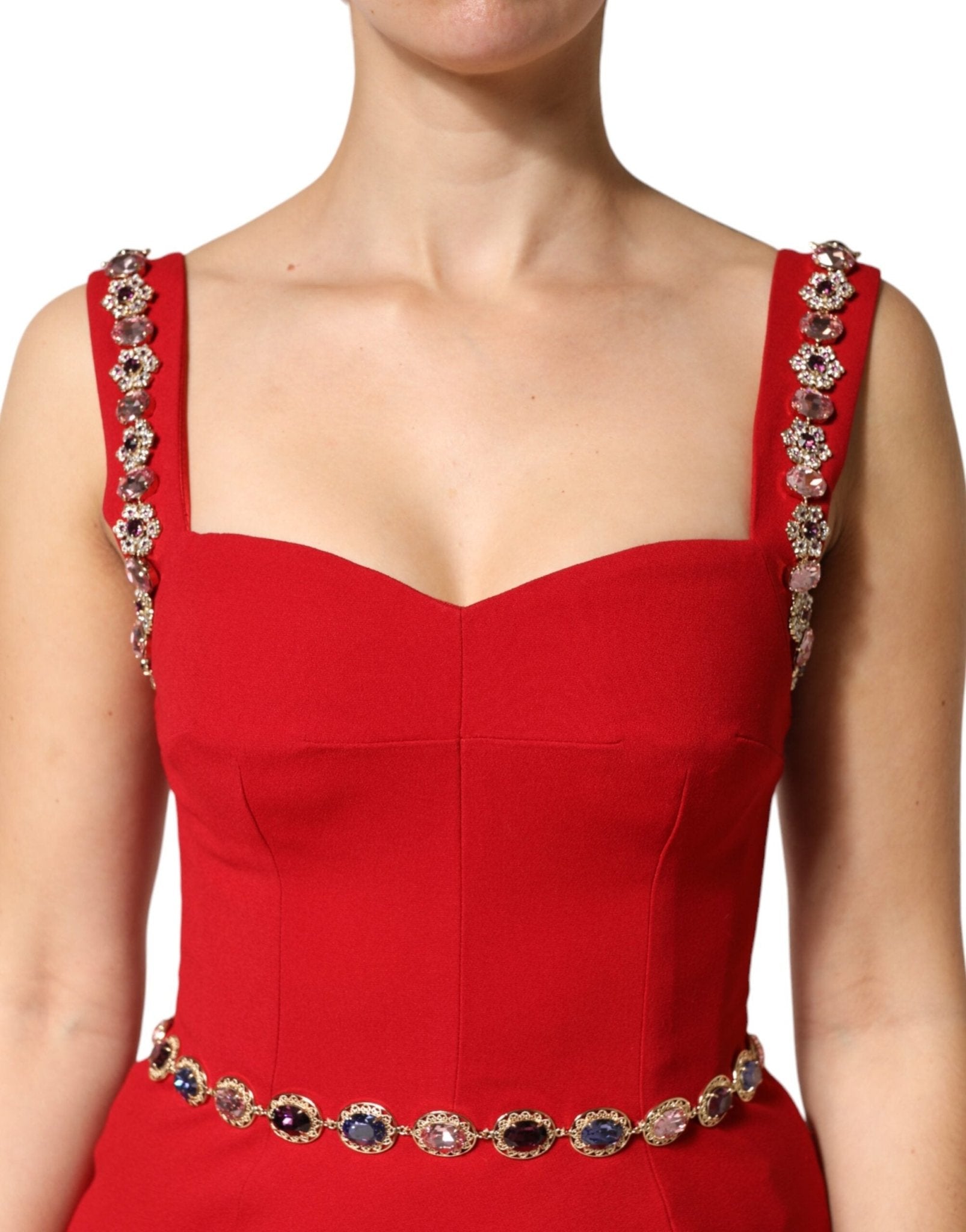 Dolce & Gabbana Red Crystals Sheath Mermaid Long Gown Dress - RIMODA