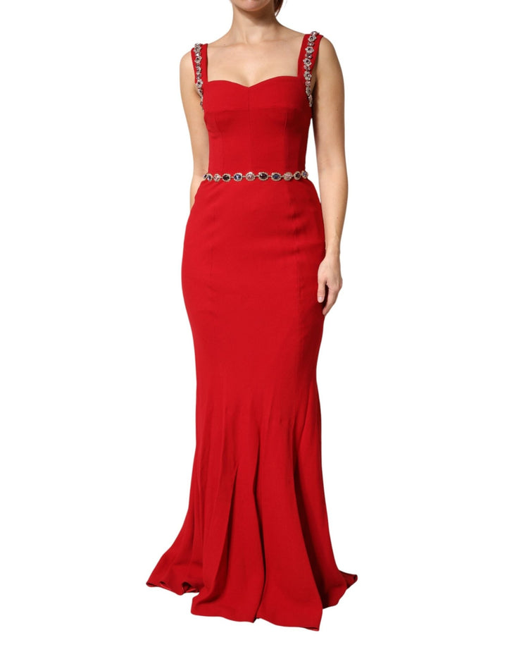 Dolce & Gabbana Red Crystals Sheath Mermaid Long Gown Dress - RIMODA