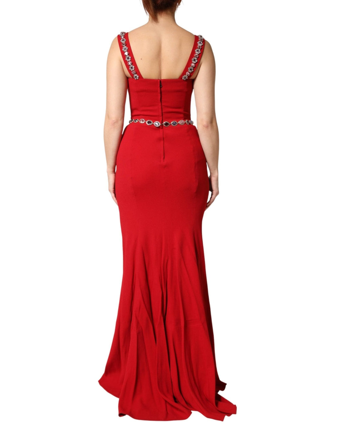 Dolce & Gabbana Red Crystals Sheath Mermaid Long Gown Dress - RIMODA