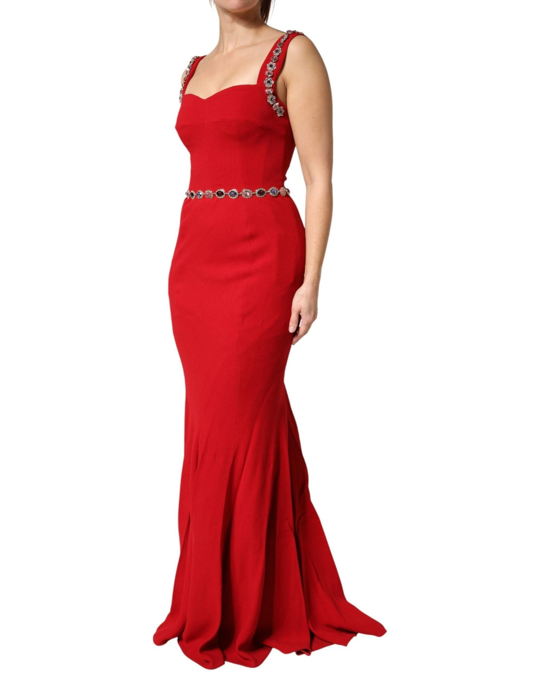 Dolce & Gabbana Red Crystals Sheath Mermaid Long Gown Dress - RIMODA
