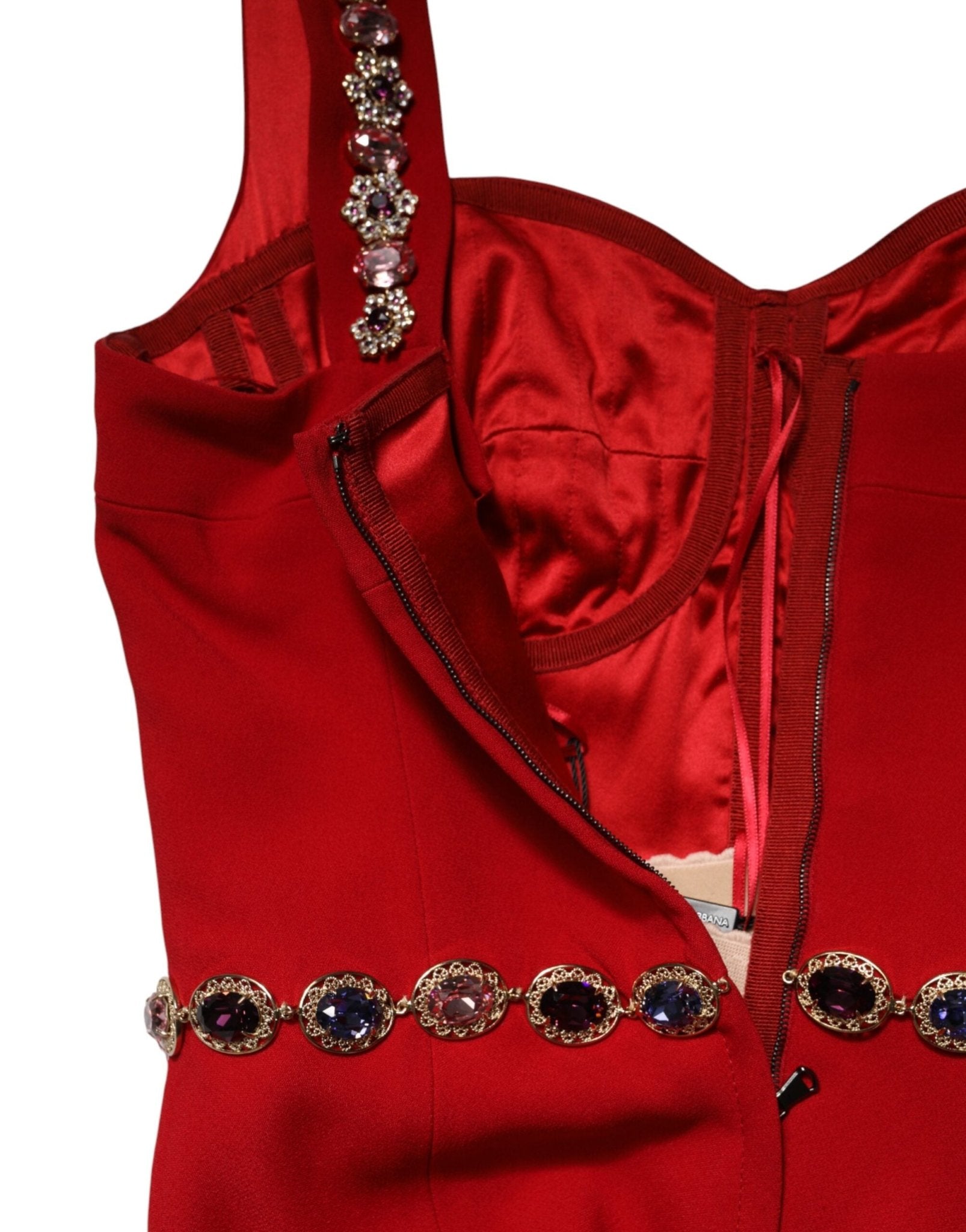 Dolce & Gabbana Red Crystals Sheath Mermaid Long Gown Dress - RIMODA