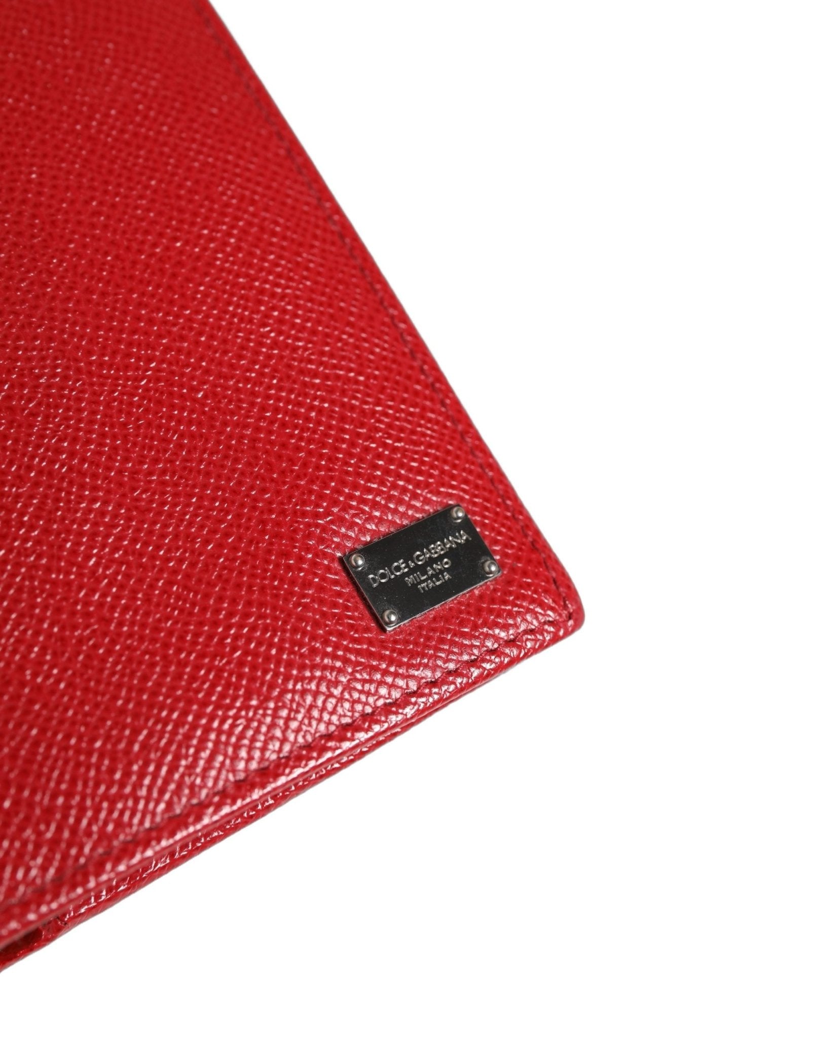 Dolce & Gabbana Red Dauphine Leather ID Men Card Holder Bifold Wallet - RIMODA