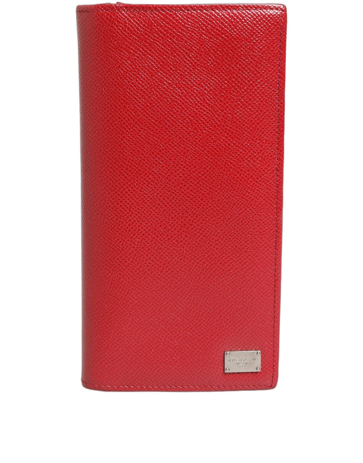 Dolce & Gabbana Red Dauphine Leather ID Men Card Holder Bifold Wallet - RIMODA