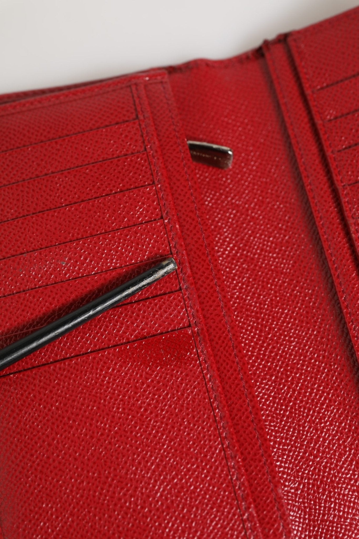 Dolce & Gabbana Red Dauphine Leather ID Men Card Holder Bifold Wallet - RIMODA