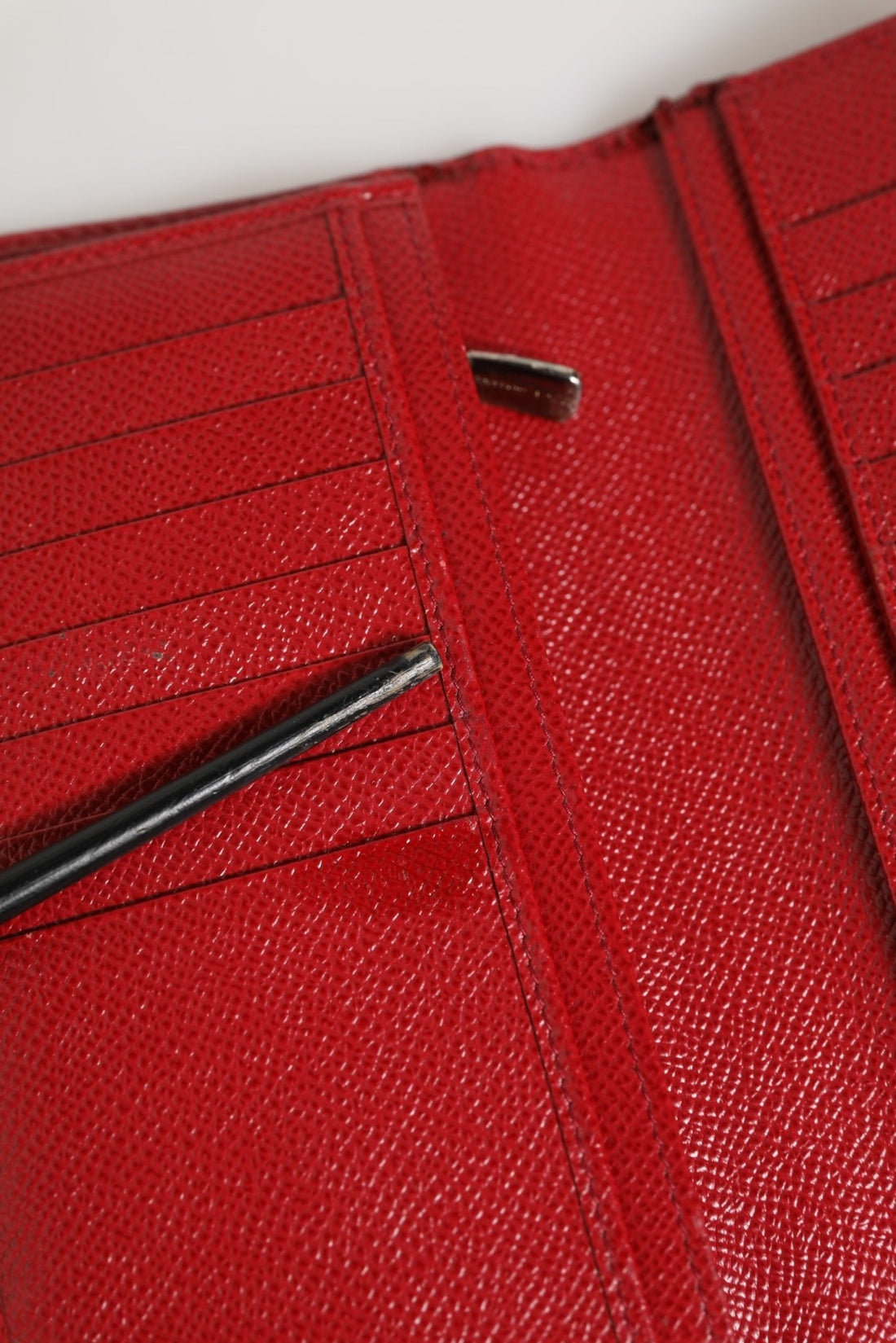 Dolce & Gabbana Red Dauphine Leather ID Men Card Holder Bifold Wallet - RIMODA