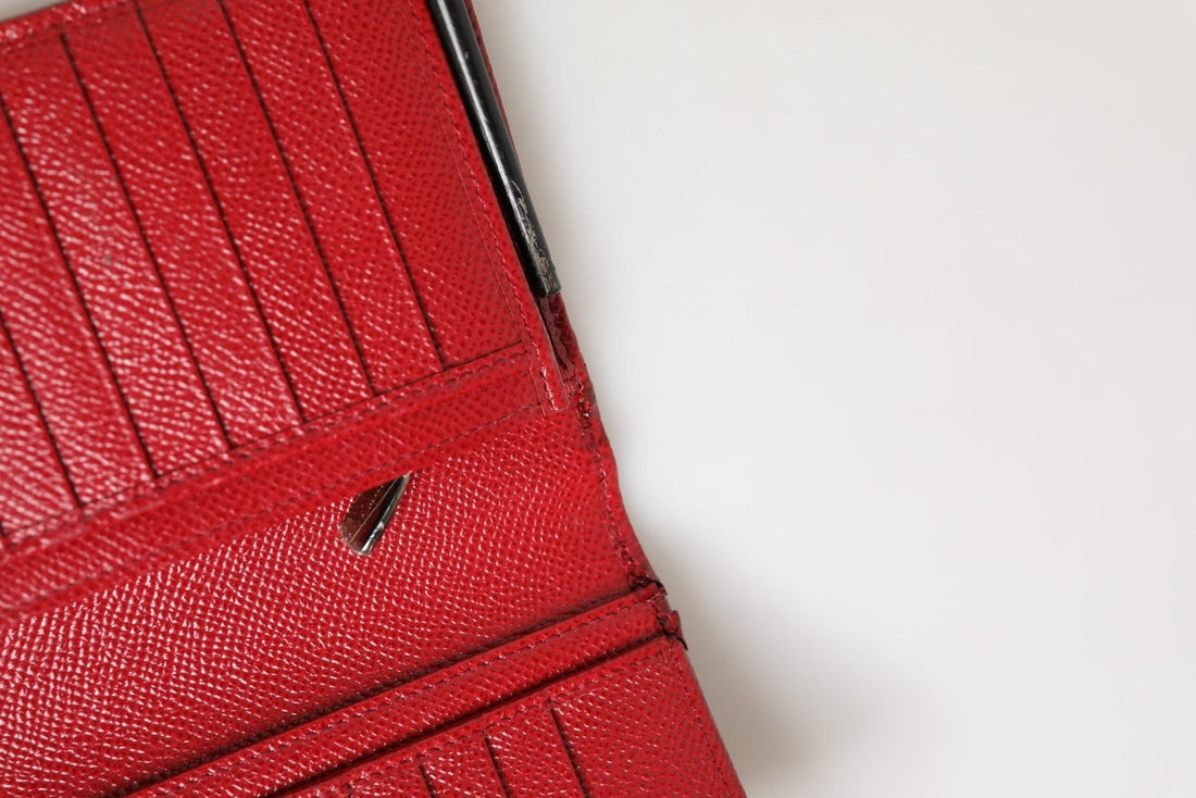 Dolce & Gabbana Red Dauphine Leather ID Men Card Holder Bifold Wallet - RIMODA