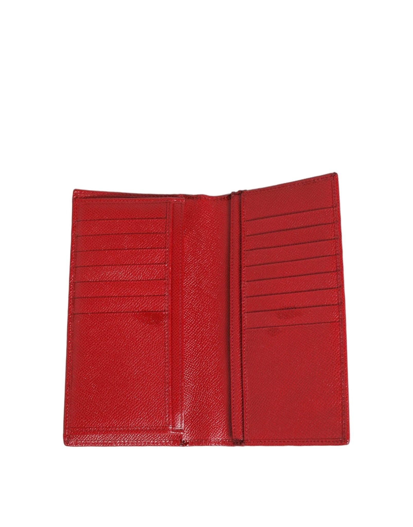 Dolce & Gabbana Red Dauphine Leather ID Men Card Holder Bifold Wallet - RIMODA