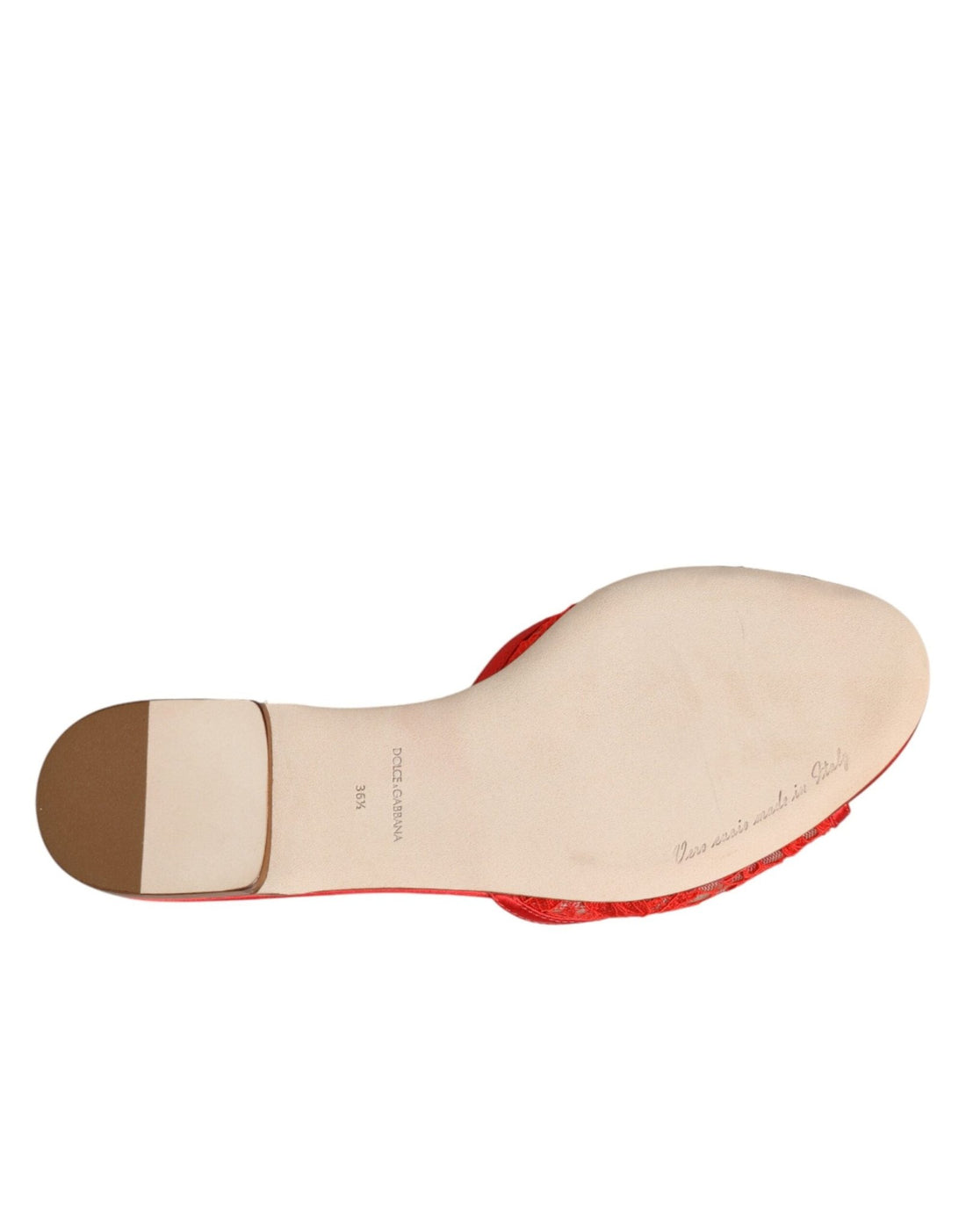Dolce & Gabbana Red Devotion Lace Flats Slip On Sandals Shoes - RIMODA
