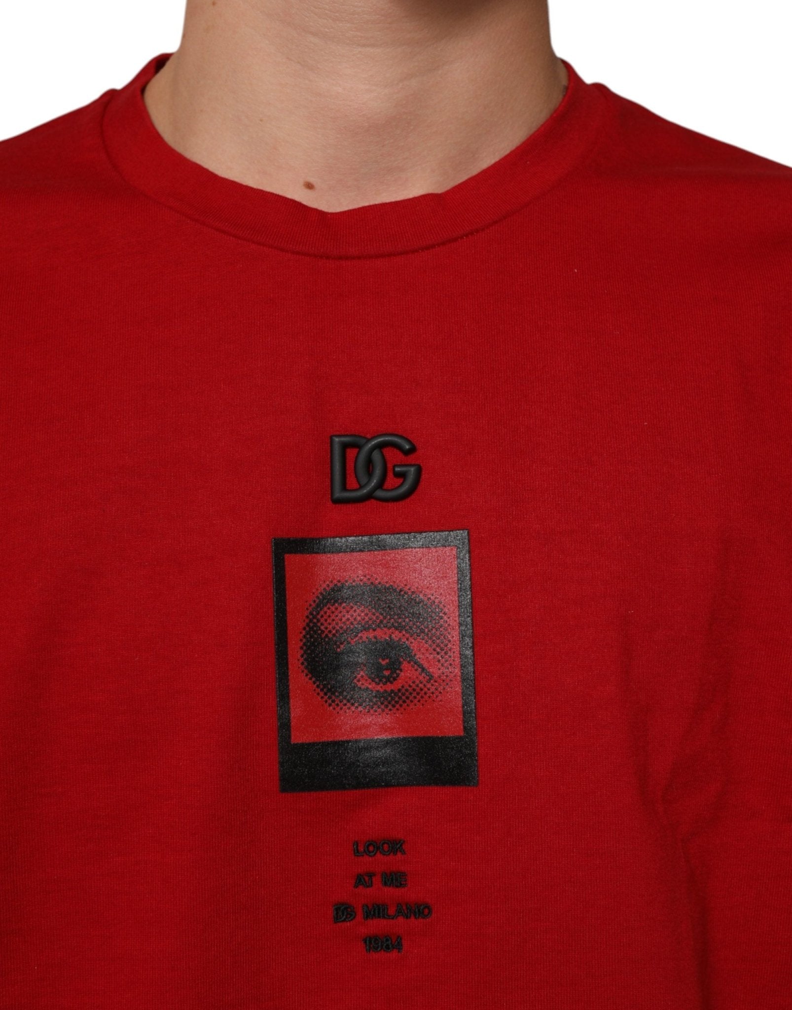 Dolce & Gabbana Red DG Eye Print Cotton Crew Neck T-shirt - RIMODA