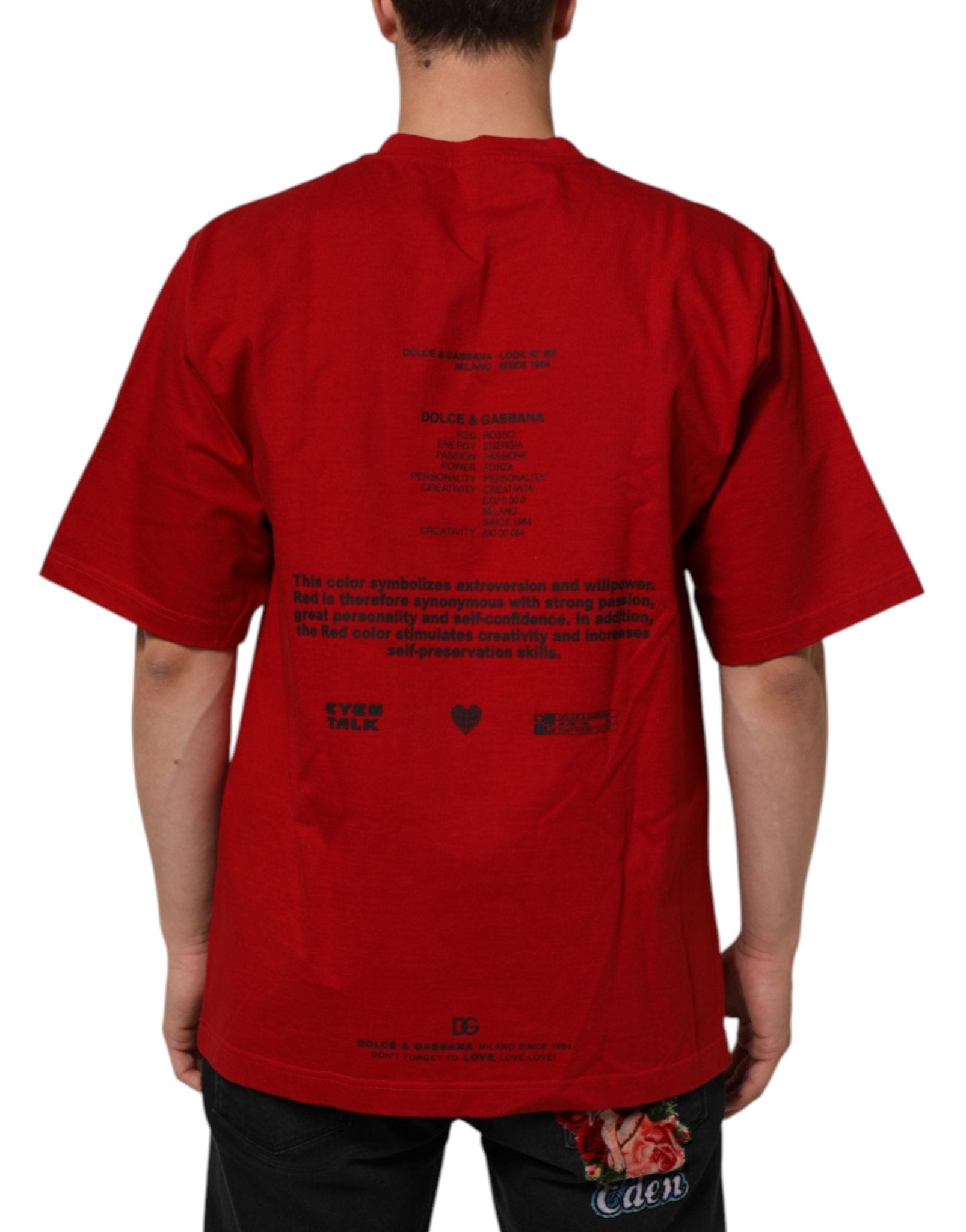 Dolce & Gabbana Red DG Eye Print Cotton Crew Neck T-shirt - RIMODA