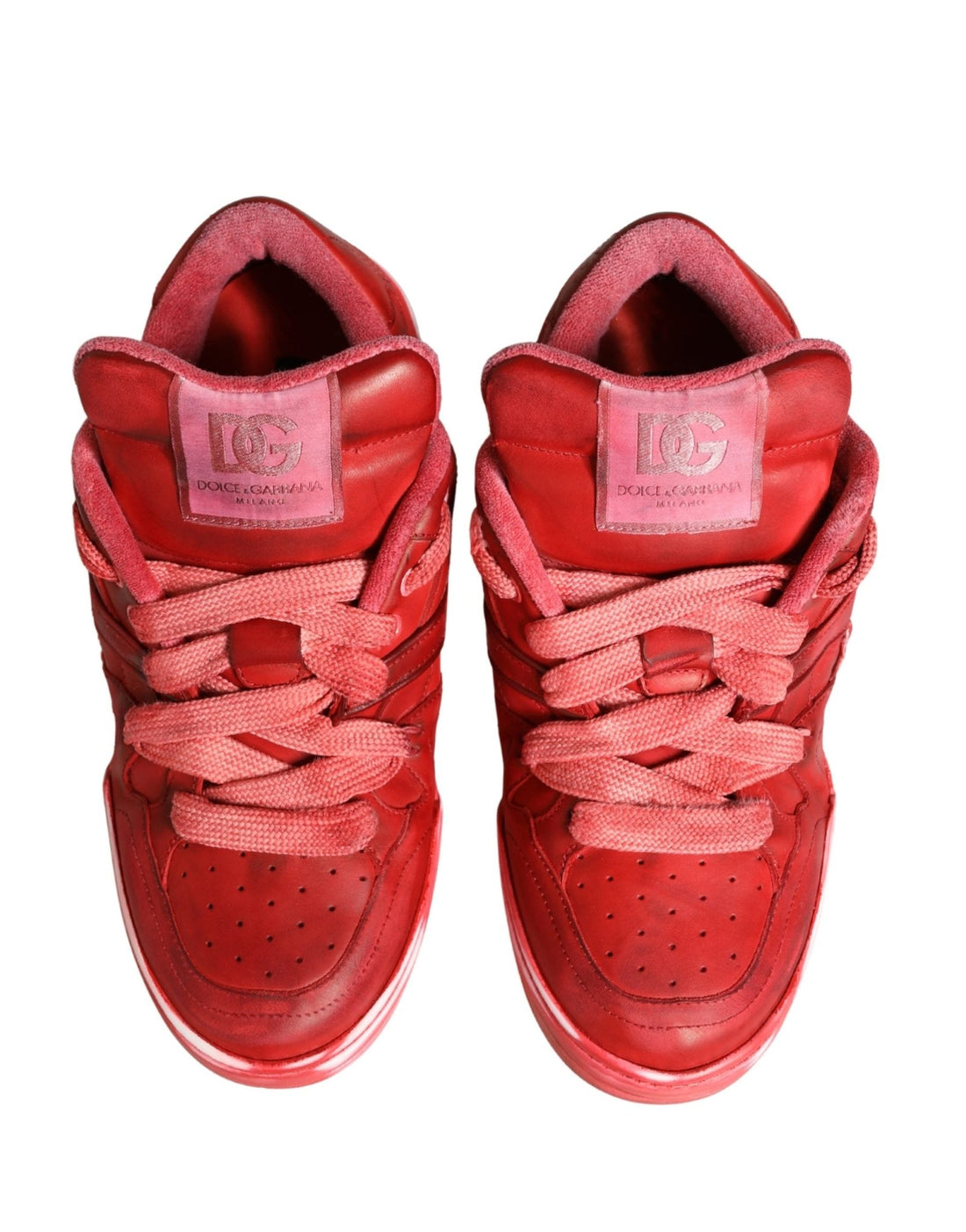 Dolce & Gabbana Red Distressed Suede Men Sneakers Shoes - RIMODA
