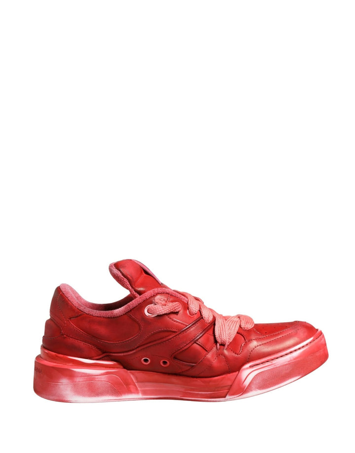 Dolce & Gabbana Red Distressed Suede Men Sneakers Shoes - RIMODA