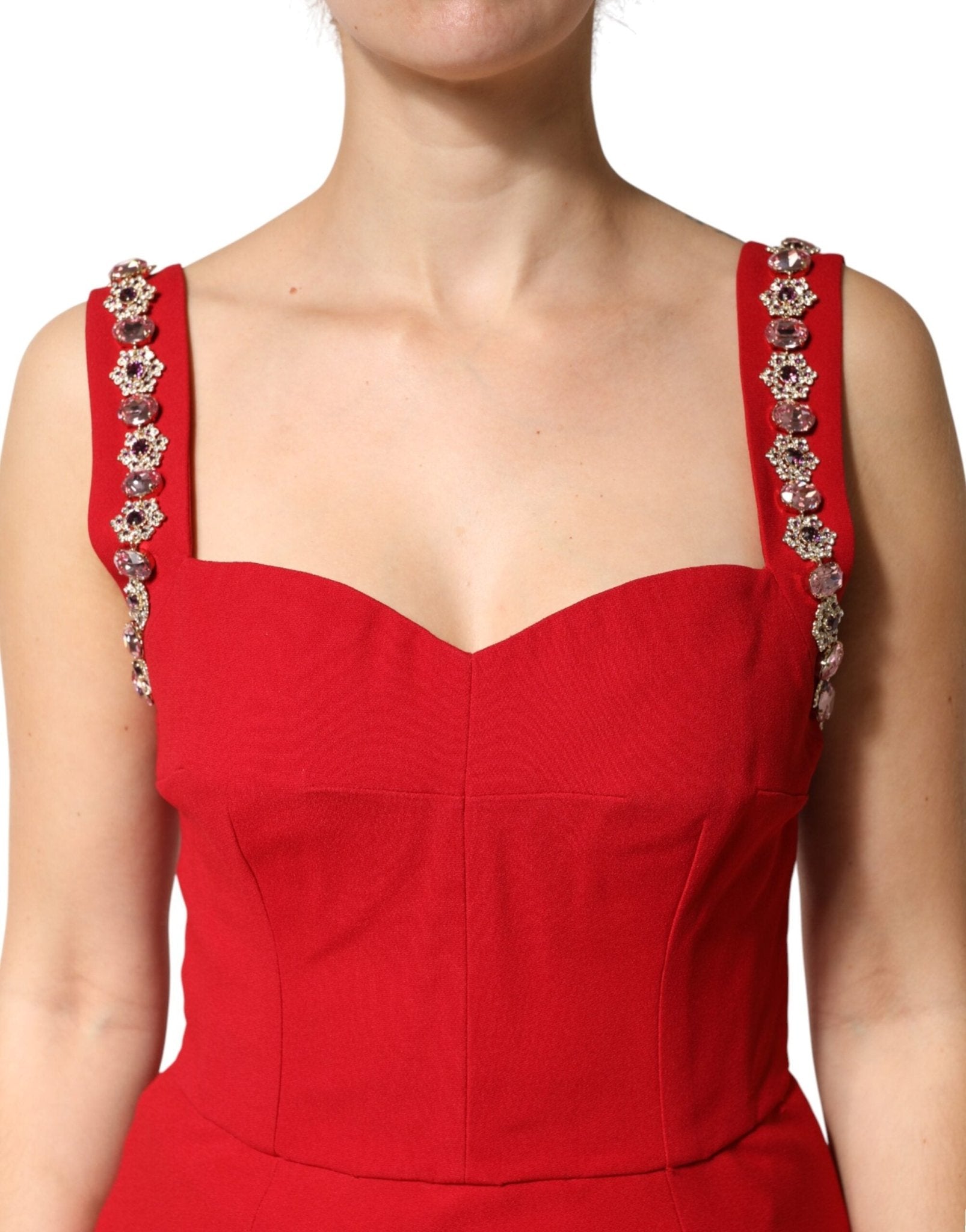 Dolce & Gabbana Red Embellished Bodycon Long Gown Dress - RIMODA
