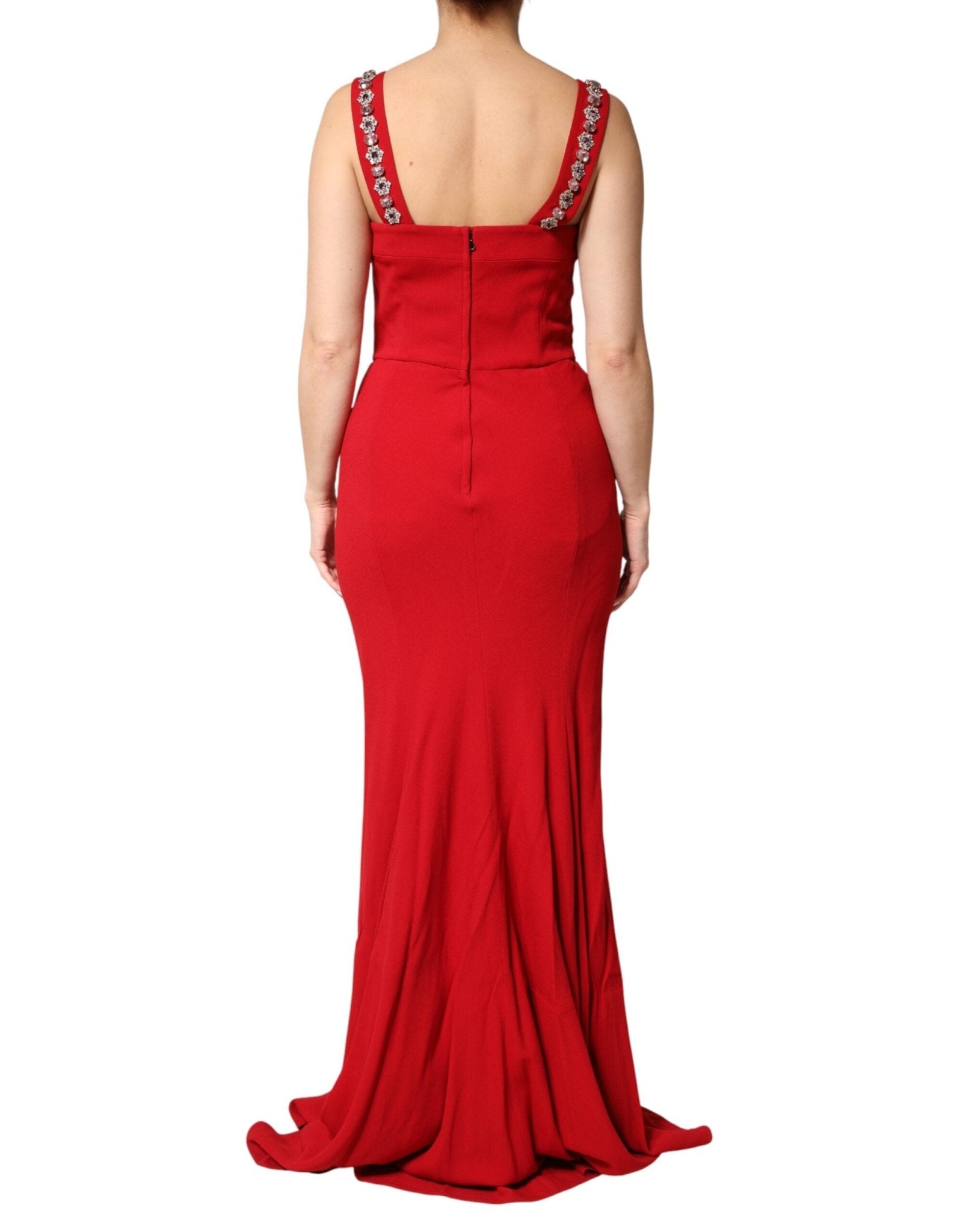 Dolce & Gabbana Red Embellished Bodycon Long Gown Dress - RIMODA