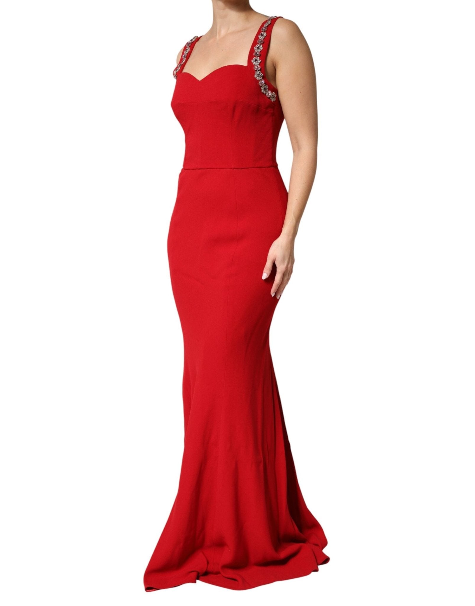 Dolce & Gabbana Red Embellished Bodycon Long Gown Dress - RIMODA