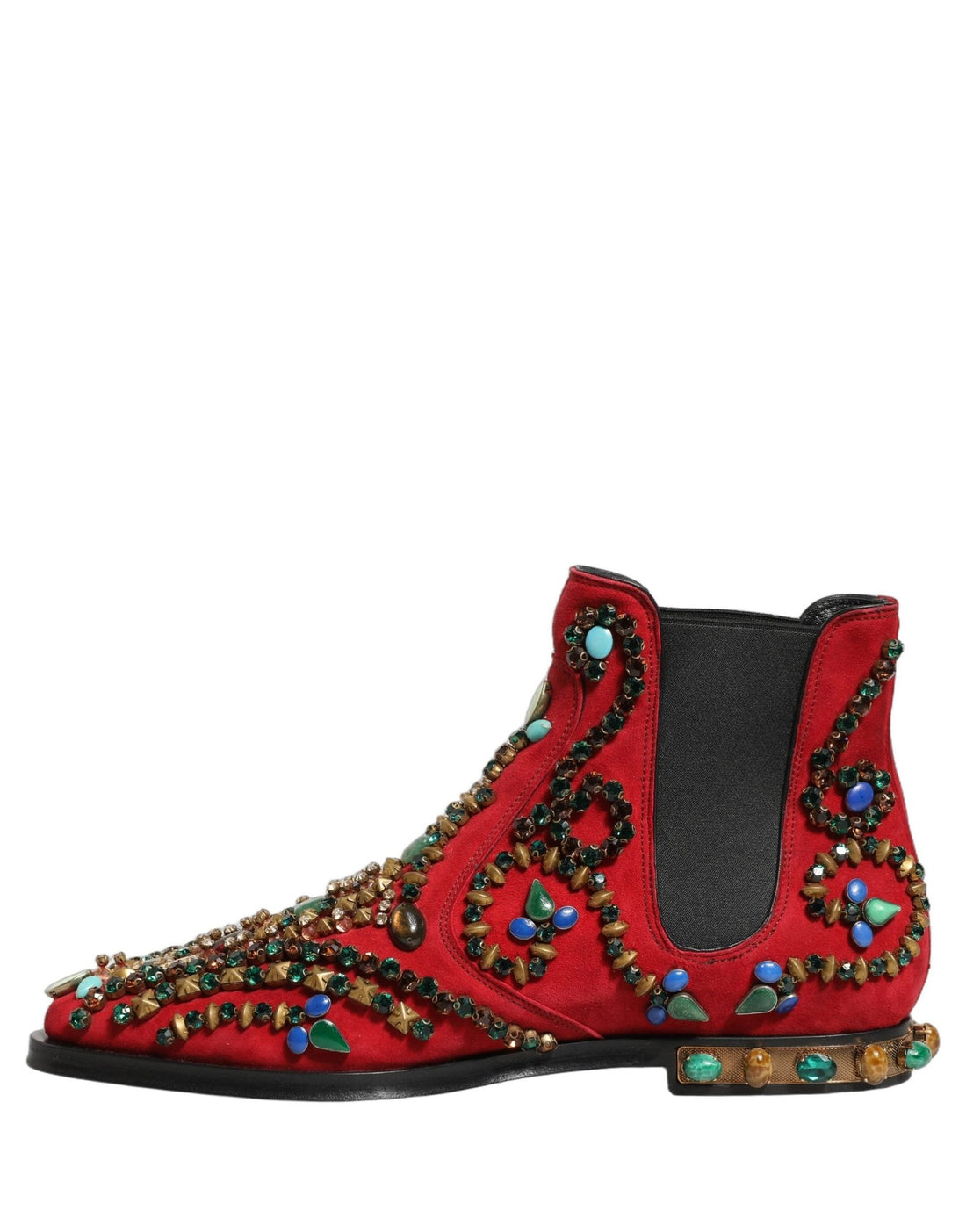 Dolce & Gabbana Red Embellished Chelsea Ankle Boots Shoes - RIMODA