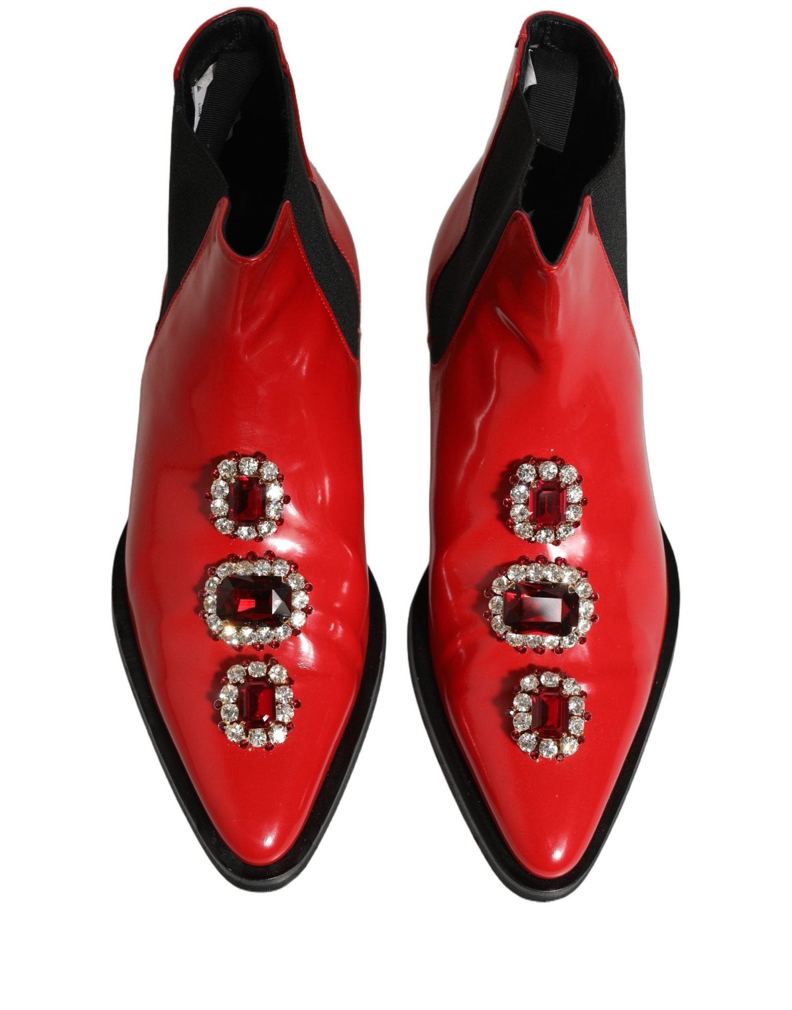 Dolce & Gabbana Red Embellished Chelsea Men Ankle Boots Shoes - RIMODA