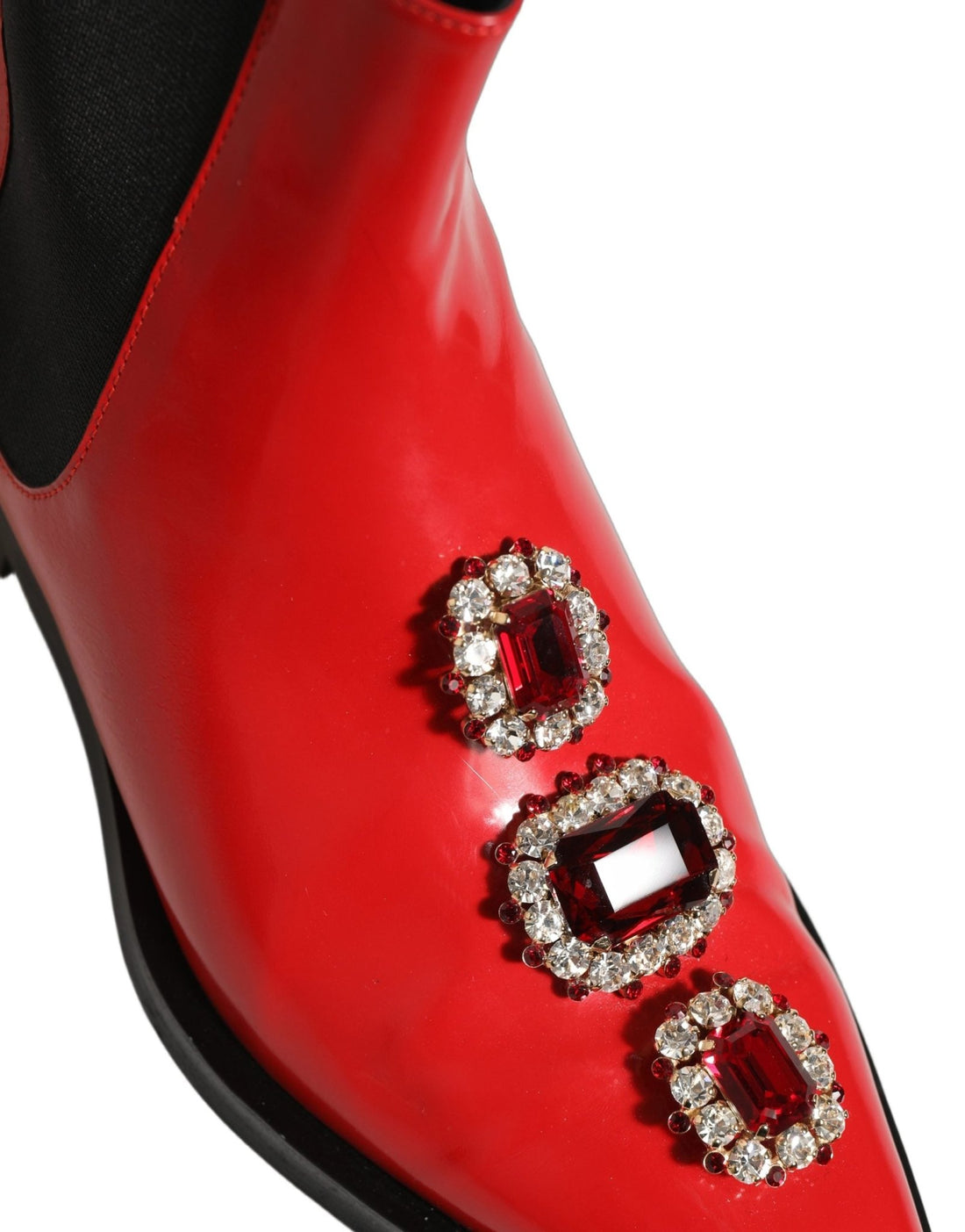 Dolce & Gabbana Red Embellished Chelsea Men Ankle Boots Shoes - RIMODA