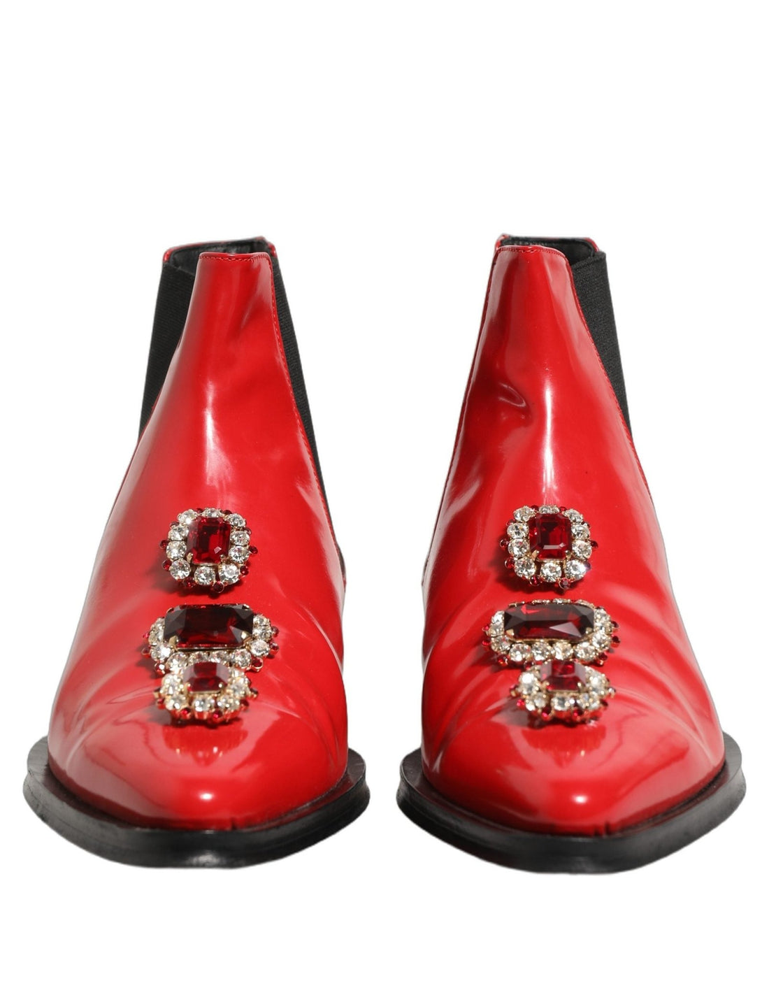 Dolce & Gabbana Red Embellished Chelsea Men Ankle Boots Shoes - RIMODA