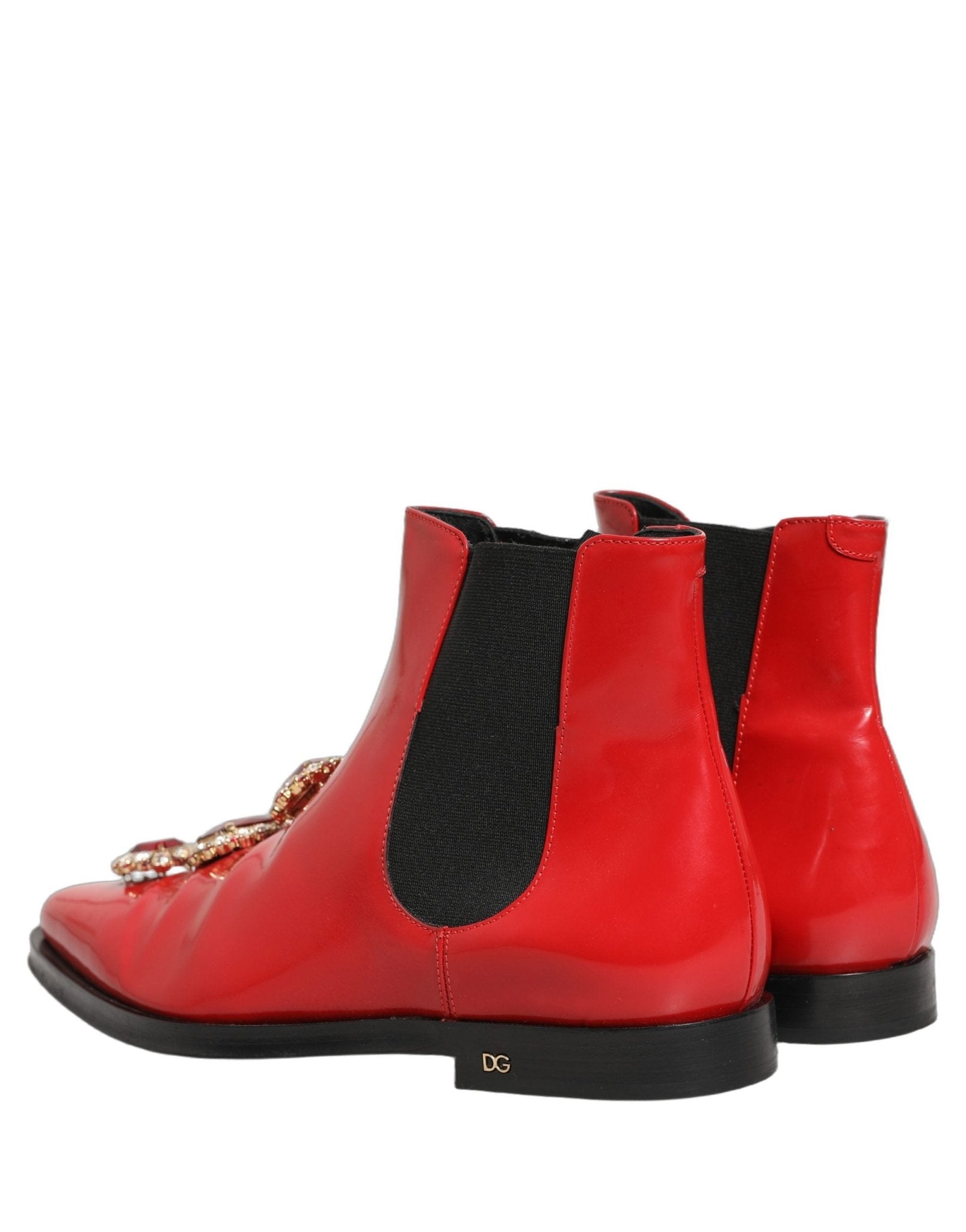 Dolce & Gabbana Red Embellished Chelsea Men Ankle Boots Shoes - RIMODA