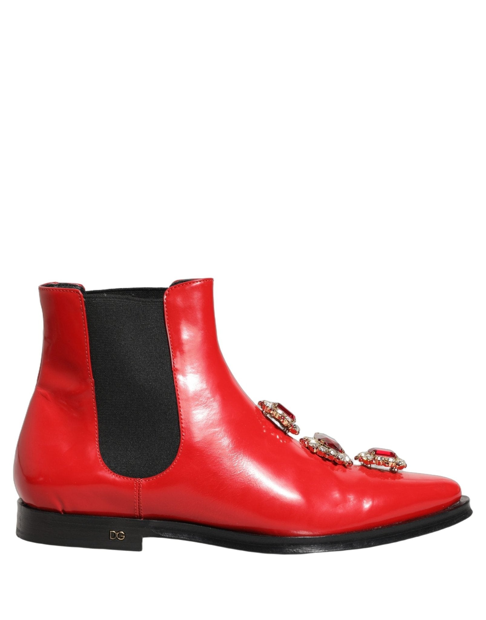 Dolce & Gabbana Red Embellished Chelsea Men Ankle Boots Shoes - RIMODA