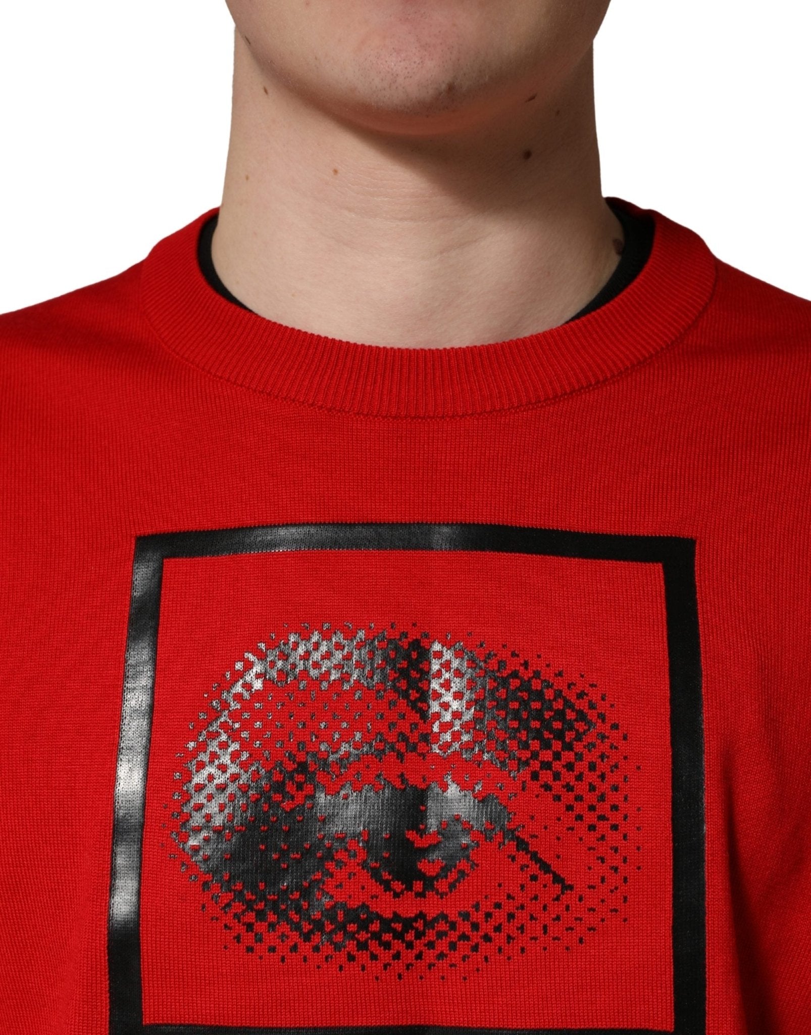 Dolce & Gabbana Red Eye Print Crew Neck Pullover Sweater - RIMODA