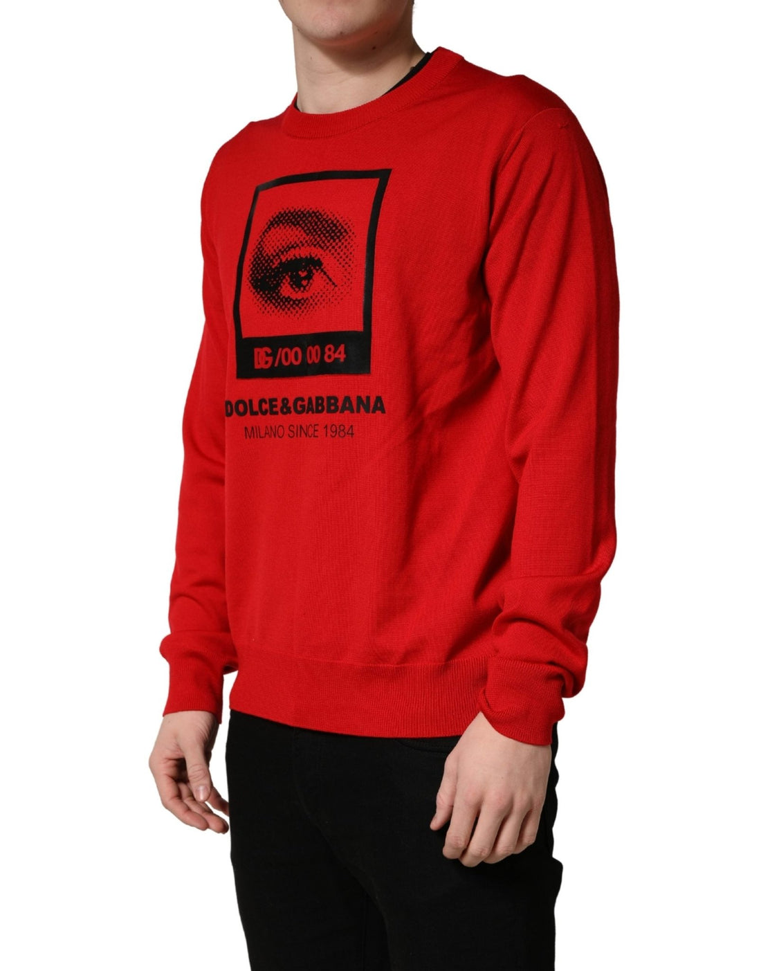 Dolce & Gabbana Red Eye Print Crew Neck Pullover Sweater - RIMODA